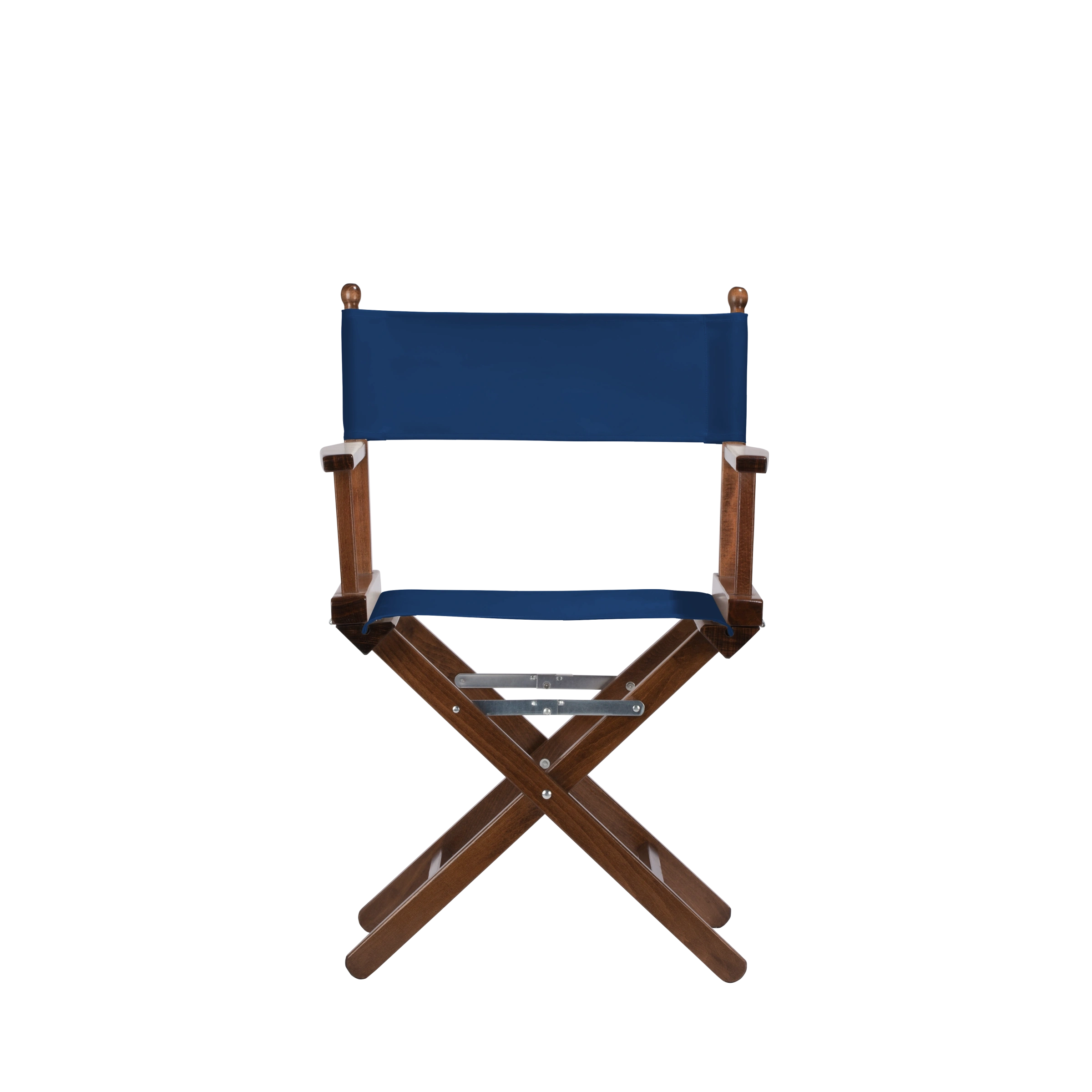 Regiestuhl Alfred aus braunem Buchenholz mit Bezug in marine, Frontalansicht
#Classic | Set (Farbe)_marine