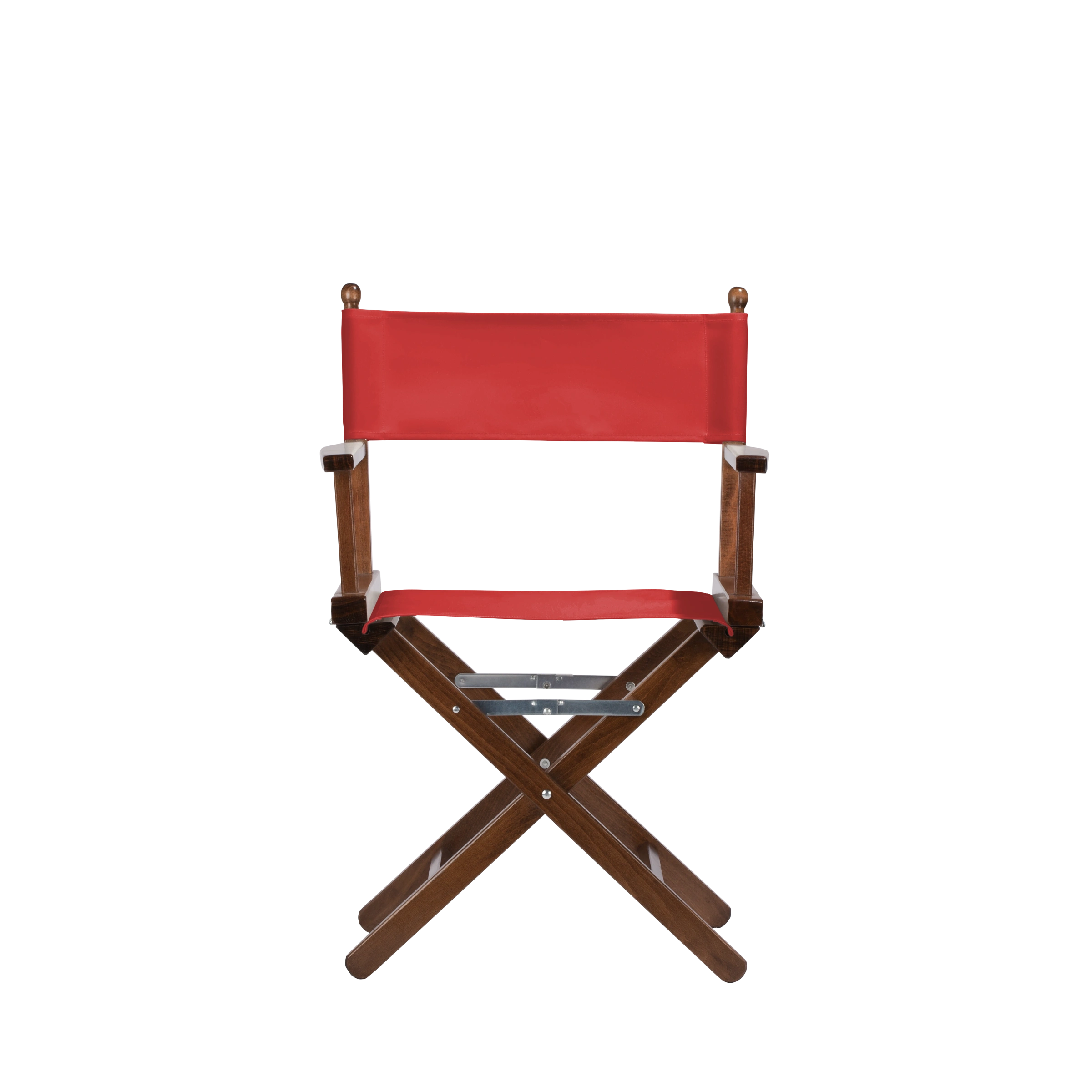 Regiestuhl Alfred aus braunem Buchenholz mit Bezug in rivarot, Frontalansicht
#Classic | Set (Farbe)_rivarot