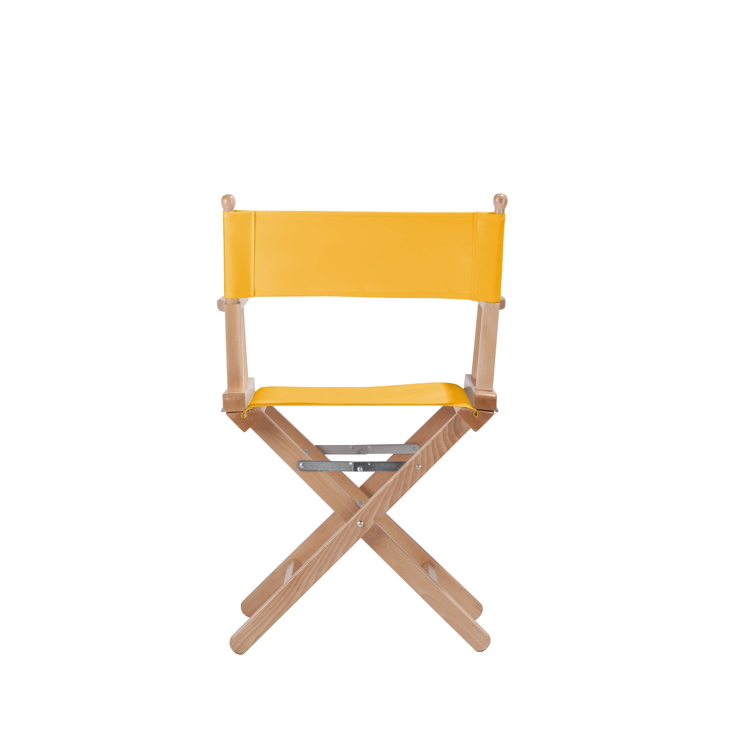 Regiestuhl Alfred aus naturfarbenem Buchenholz mit gelbem Bezug, Rückansicht
#Classic | Set (Farbe)_gelb