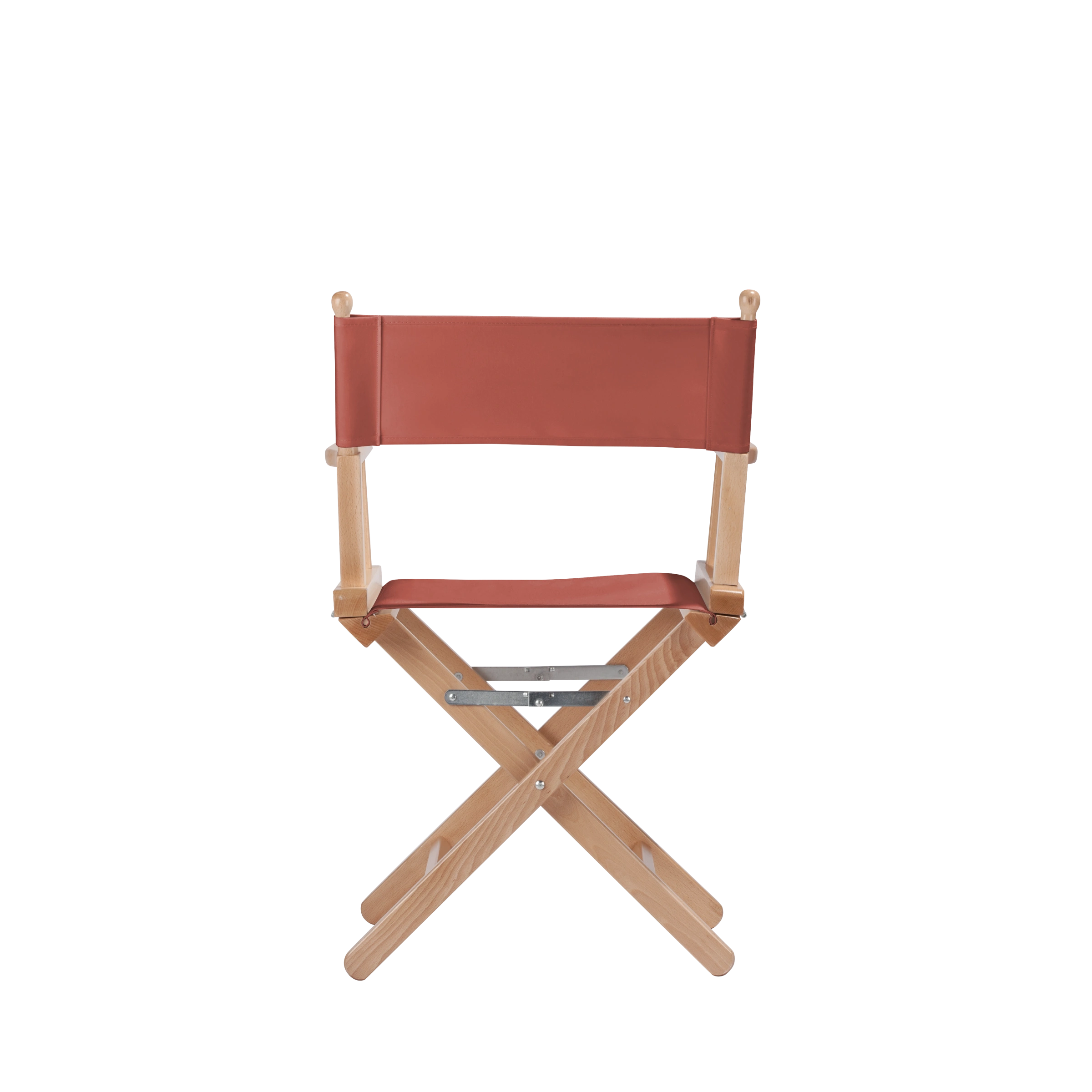 Regiestuhl Alfred aus naturfarbenem Buchenholz mit Bezug in terracotta, Rückansicht
#Classic | Set (Farbe)_terracotta