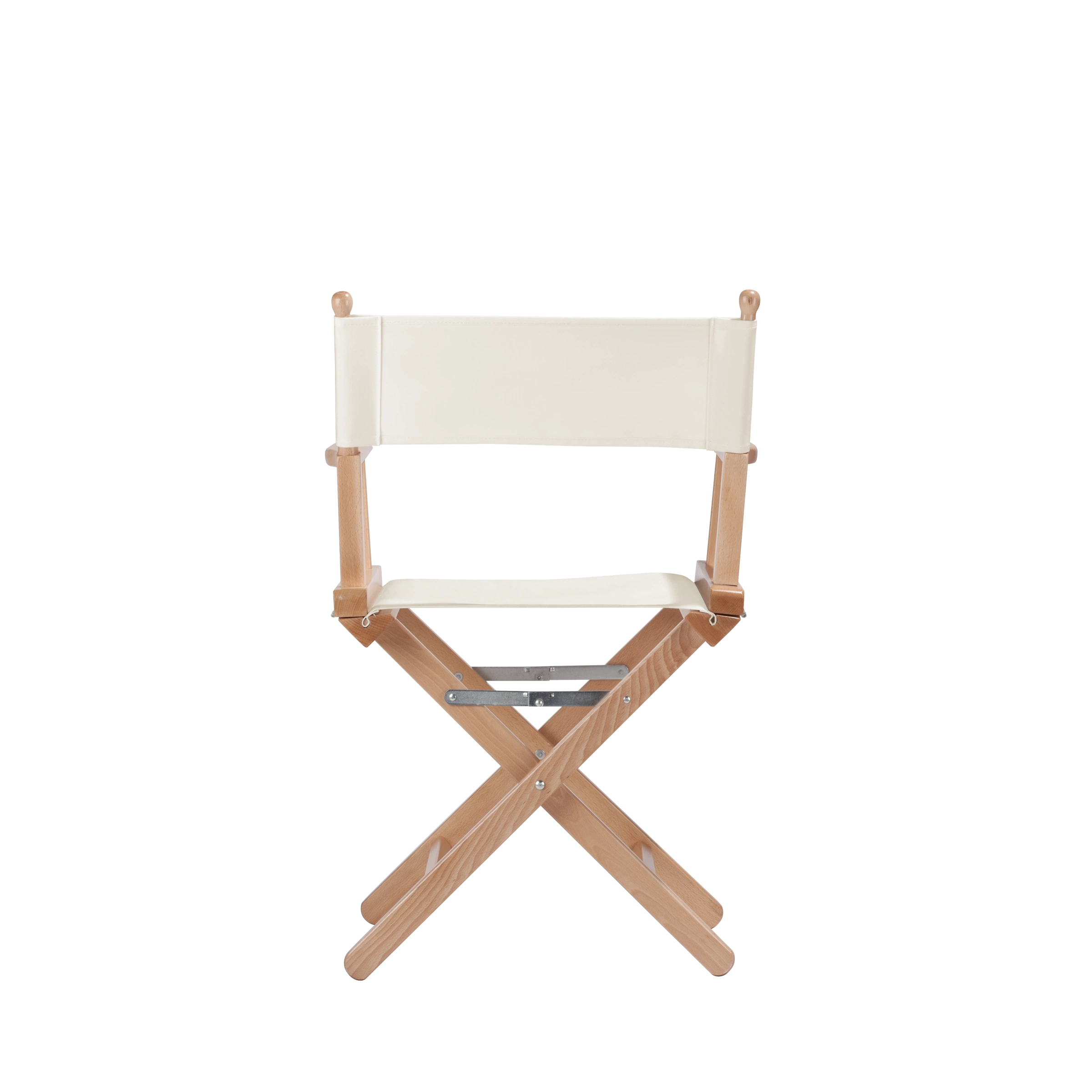 Regiestuhl Alfred aus naturfarbenem Buchenholz mit weißem Bezug, Rückansicht
#Classic | Set (Farbe)_weiß