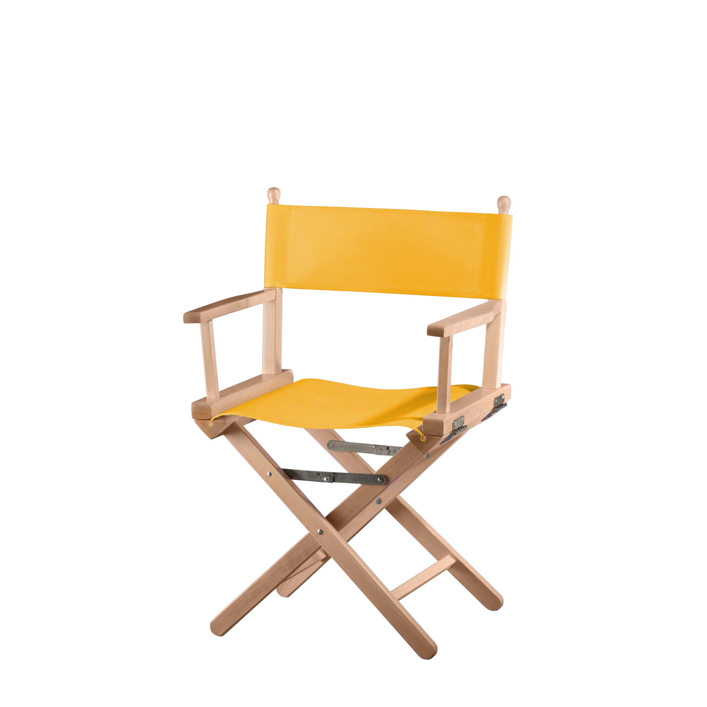 Regiestuhl Alfred aus naturfarbenem Buchenholz mit gelbem Bezug, Seitenansicht
#Classic | Set (Farbe)_gelb