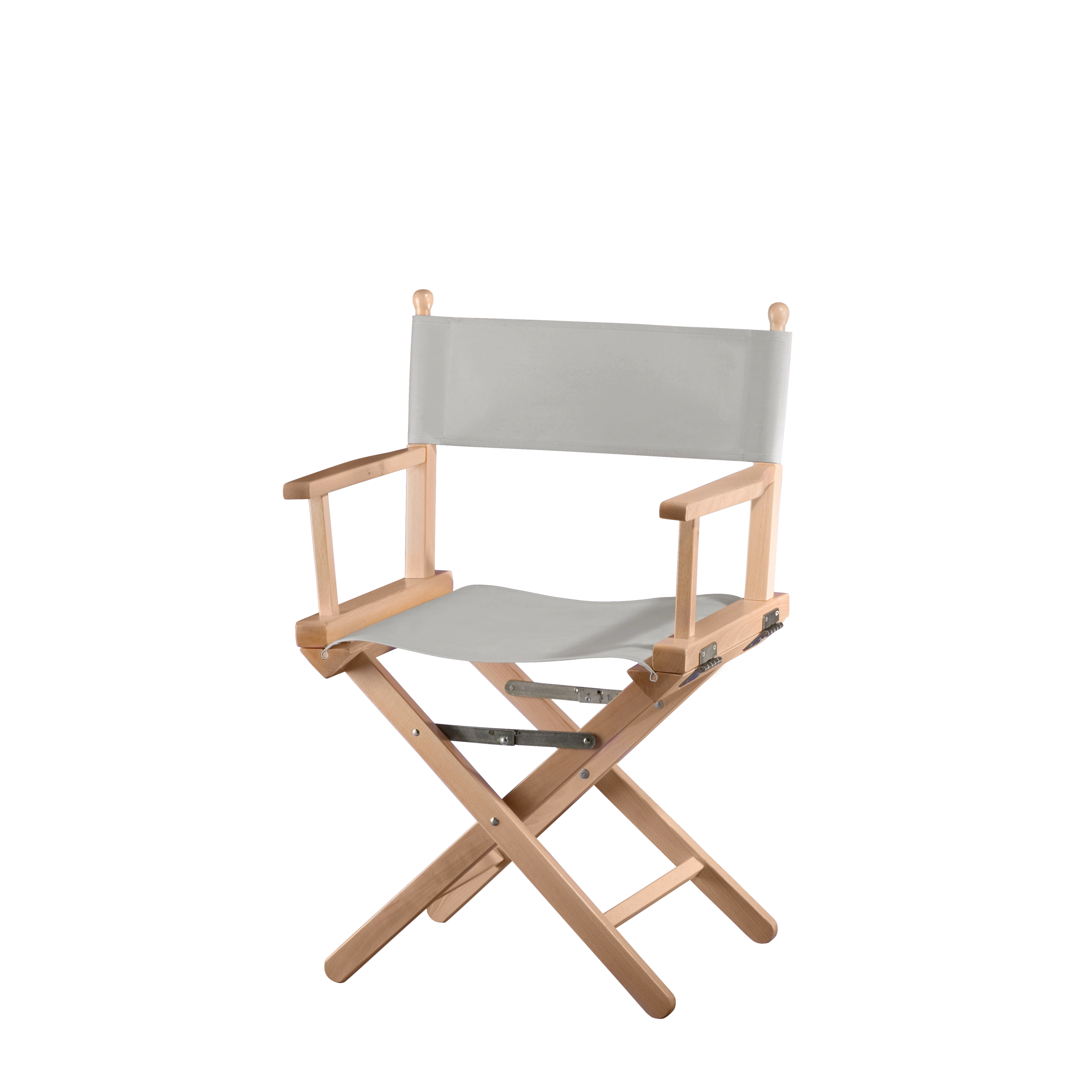 Regiestuhl Alfred aus naturfarbenem Buchenholz mit hellgrauem Bezug, Seitenansicht
#Classic | Set (Farbe)_hellgrau