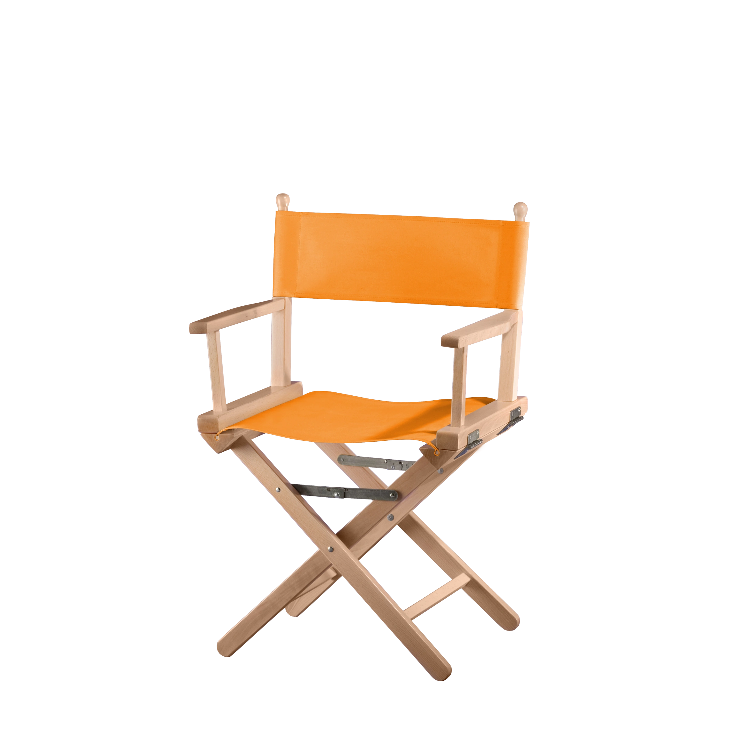 Regiestuhl Alfred aus naturfarbenem Buchenholz mit Bezug in mandarine, Seitenansicht
#Classic | Set (Farbe)_mandarine