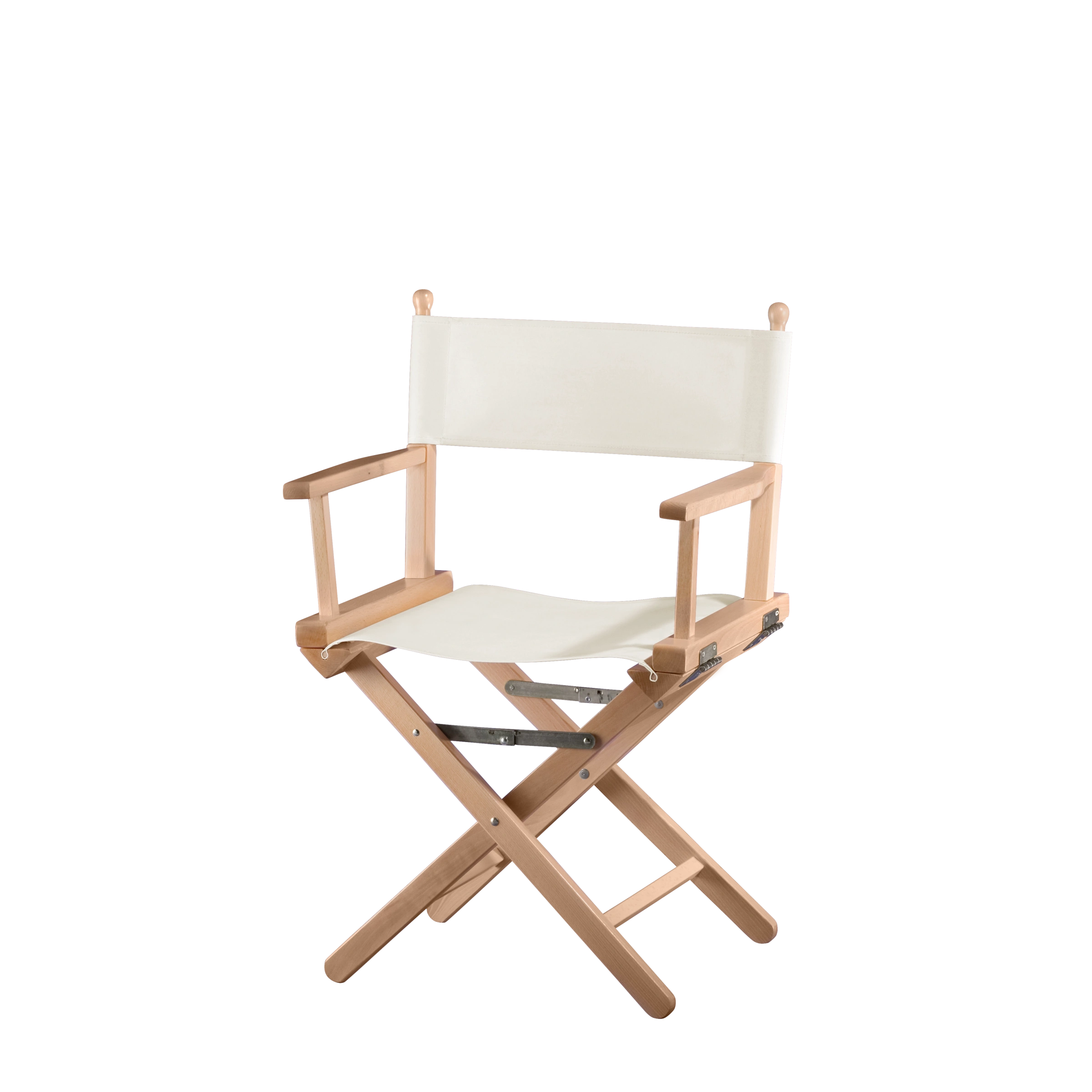 Regiestuhl Alfred aus naturfarbenem Buchenholz mit weißem Bezug, Seitenansicht
#Classic | Set (Farbe)_weiß