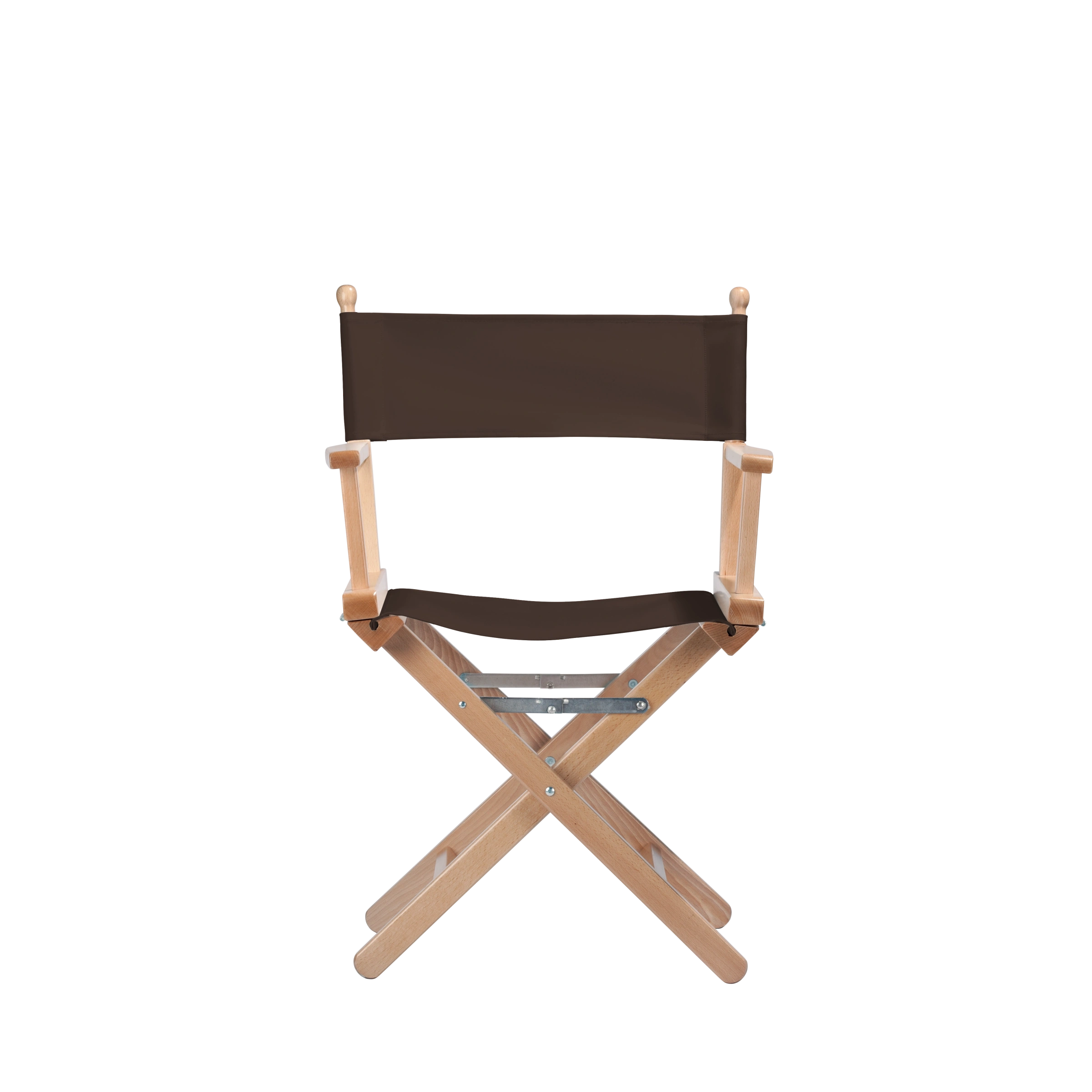 Regiestuhl Alfred aus naturfarbenem Buchenholz mit Bezug in caffé, Frontalansicht
#Classic | Set (Farbe)_caffé