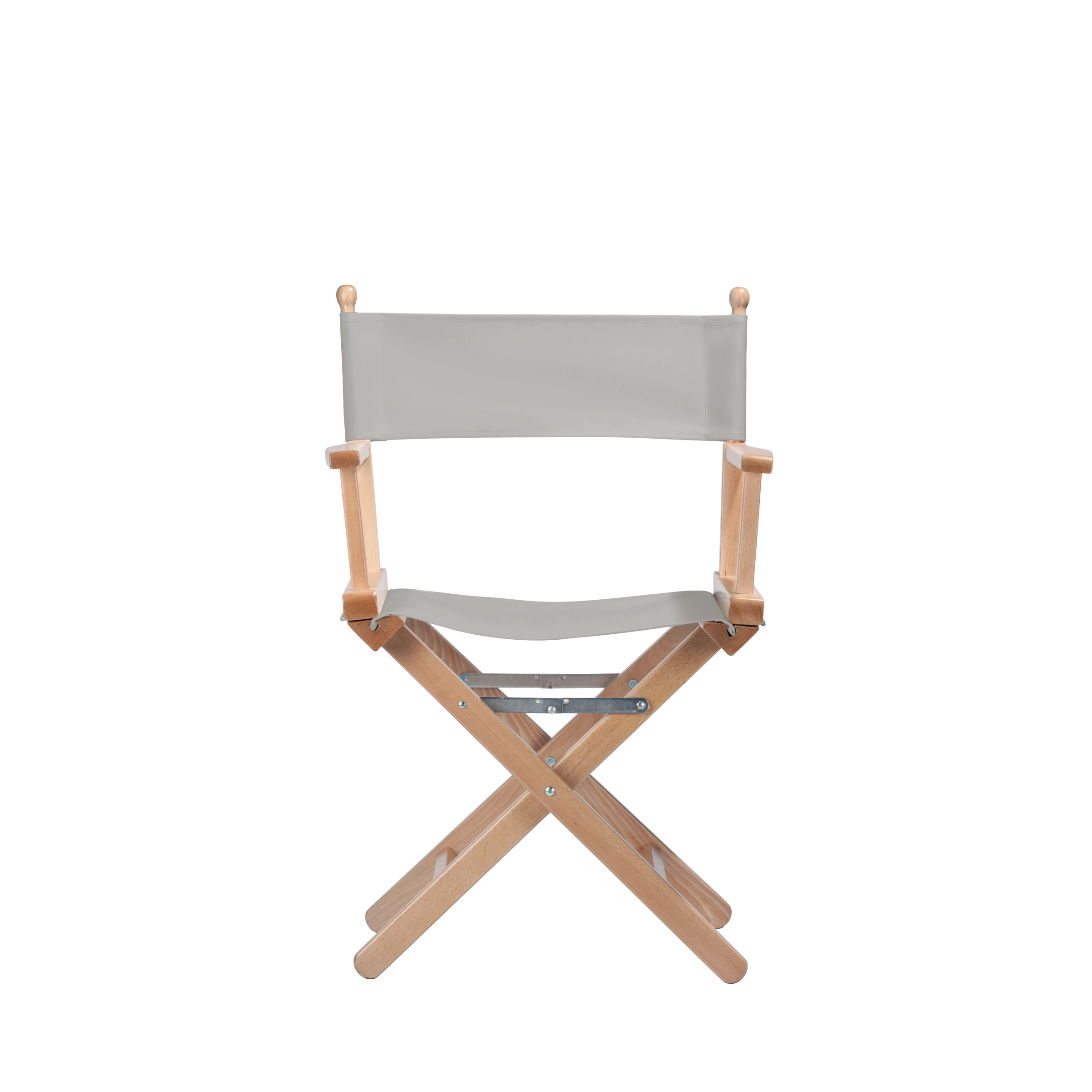 Regiestuhl Alfred aus naturfarbenem Buchenholz mit hellgrauem Bezug, Frontalansicht
#Classic | Set (Farbe)_hellgrau