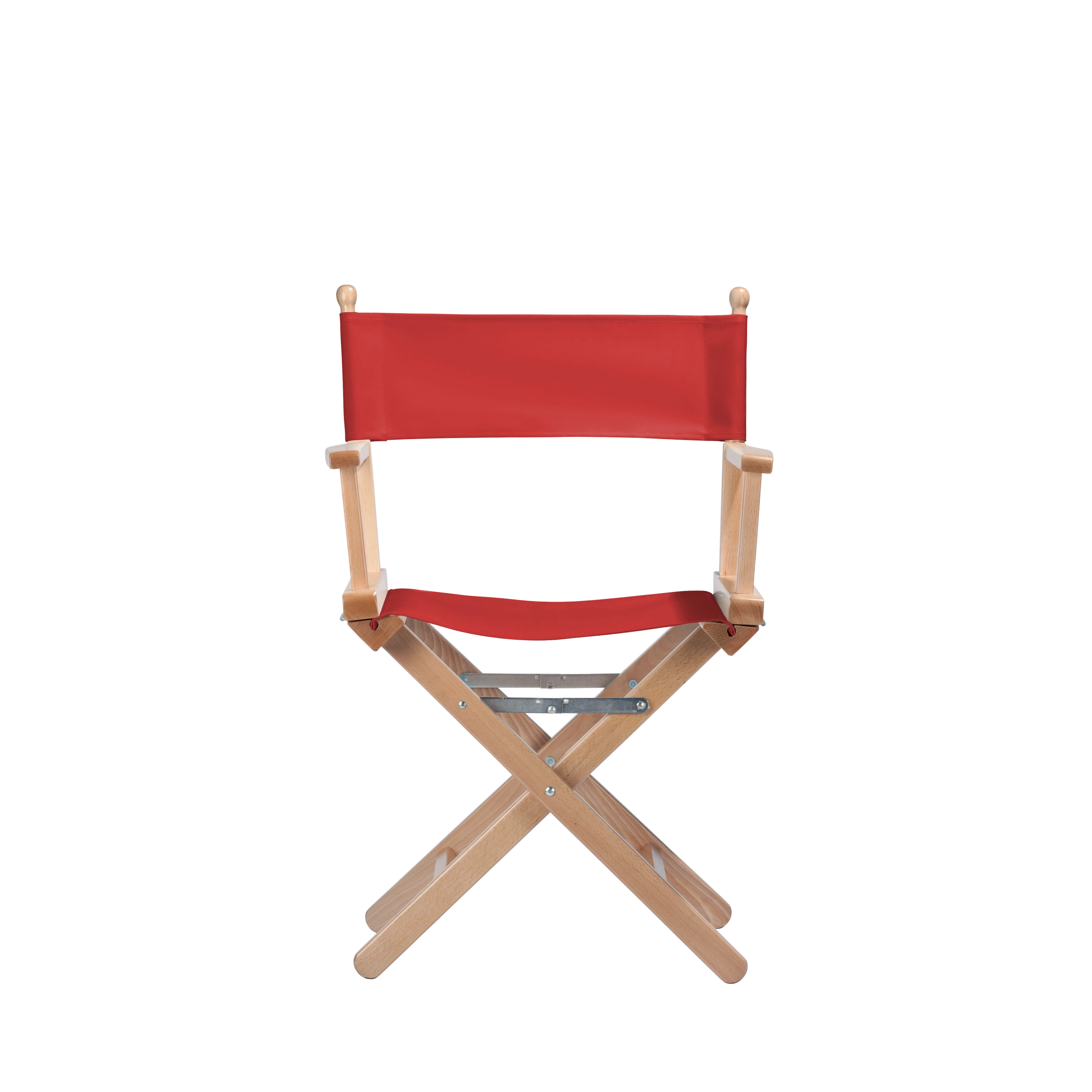 Regiestuhl Alfred aus naturfarbenem Buchenholz mit Bezug in rivarot, Frontalansicht
#Classic | Set (Farbe)_rivarot