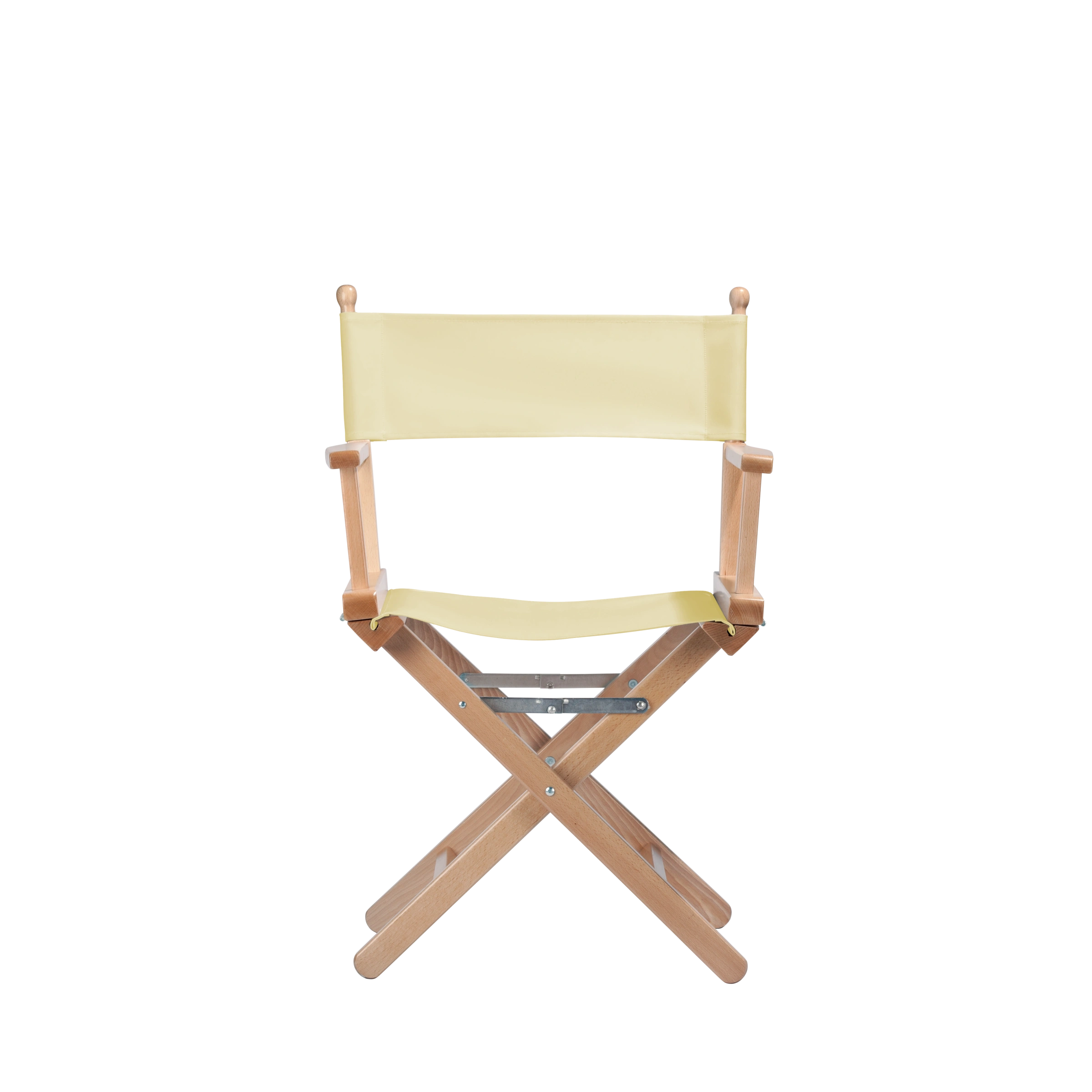 Regiestuhl Alfred aus naturfarbenem Buchenholz mit Bezug in vanille, Frontalansicht
#Classic | Set (Farbe)_vanille