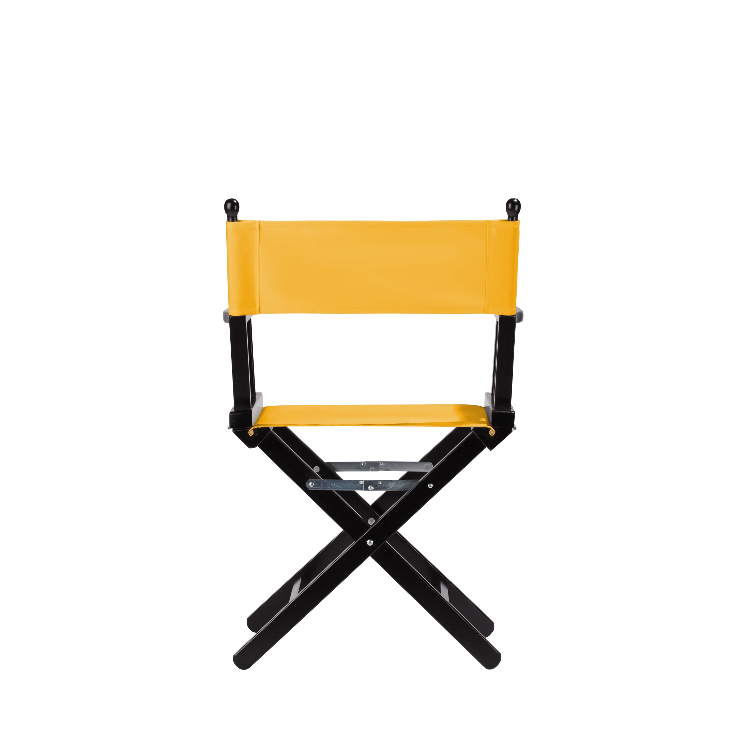 Regiestuhl Alfred aus schwarzem Buchenholz mit gelbem Bezug, Rückansicht
#Classic | Set (Farbe)_gelb