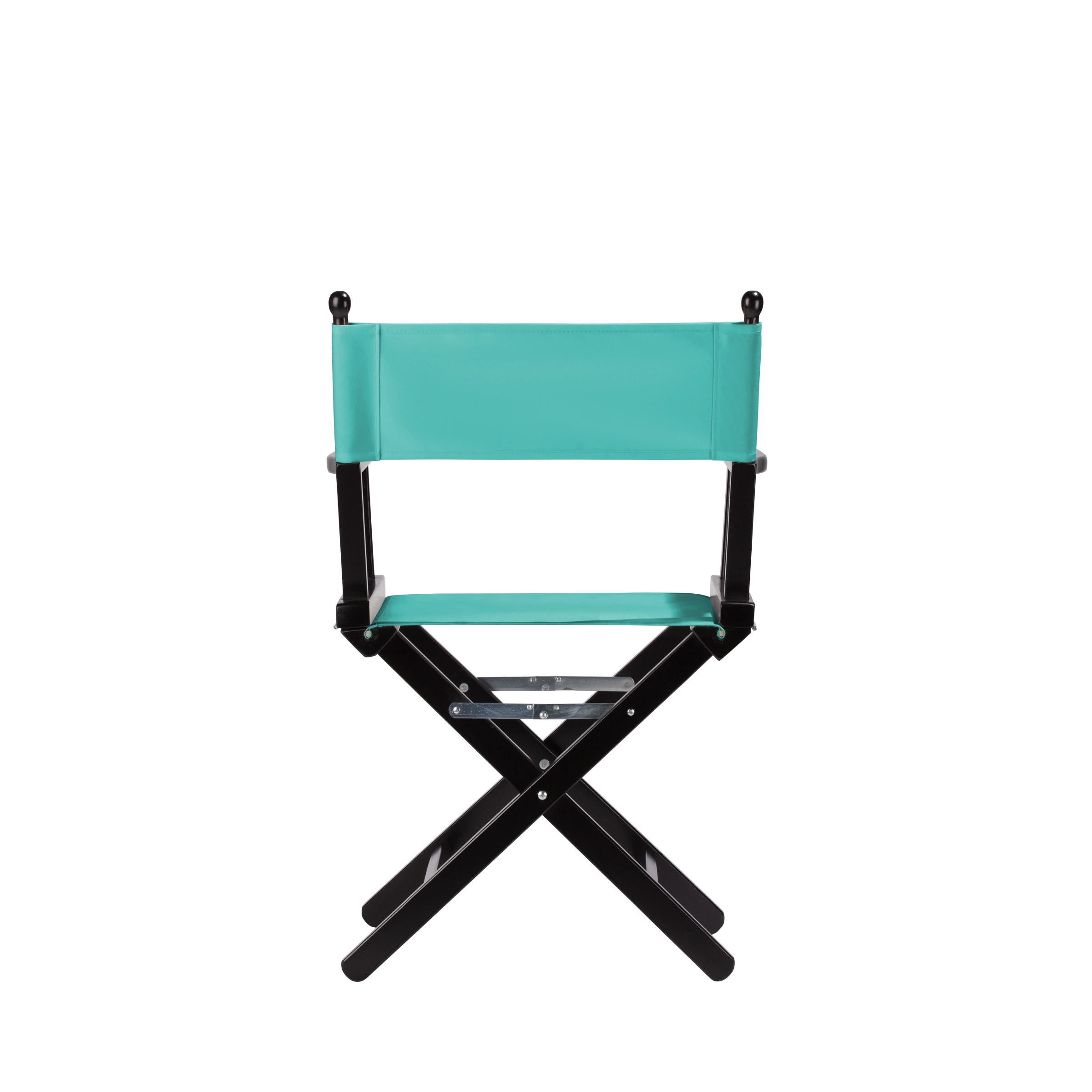 Regiestuhl Alfred aus schwarzem Buchenholz mit türkisem Bezug, Rückansicht
#Classic | Set (Farbe)_türkis