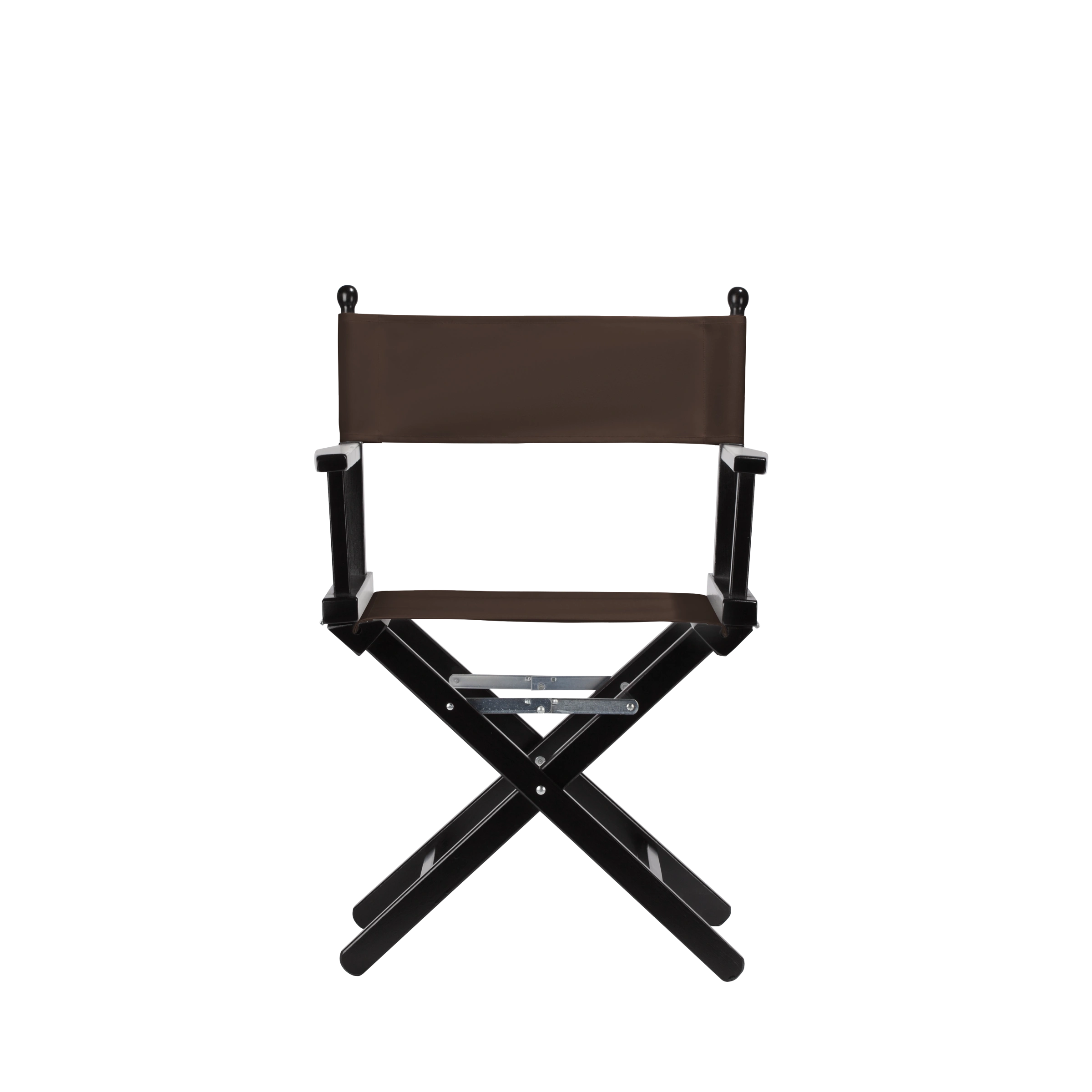 Regiestuhl Alfred aus schwarzem Buchenholz mit Bezug in caffé, Frontalansicht
#Classic | Set (Farbe)_caffé