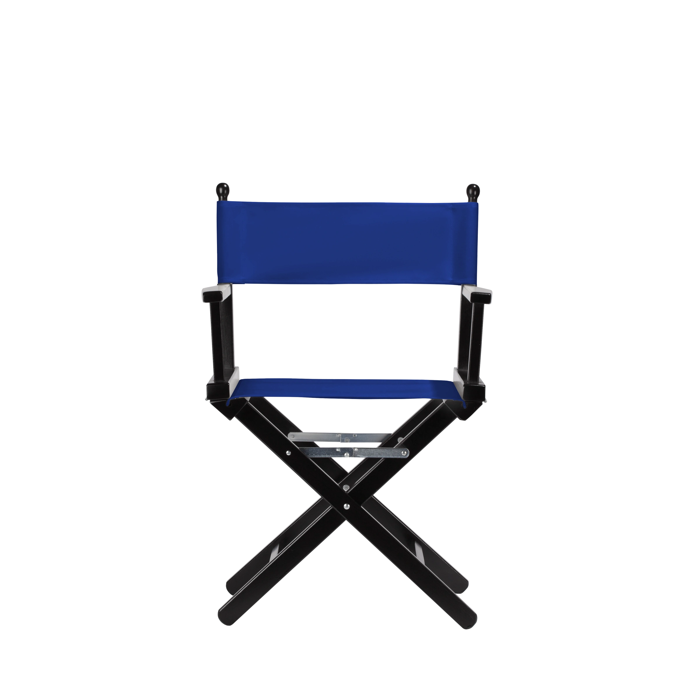 Regiestuhl Alfred aus schwarzem Buchenholz mit dunkelblauem Bezug, Frontalansicht
#Classic | Set (Farbe)_dunkelblau