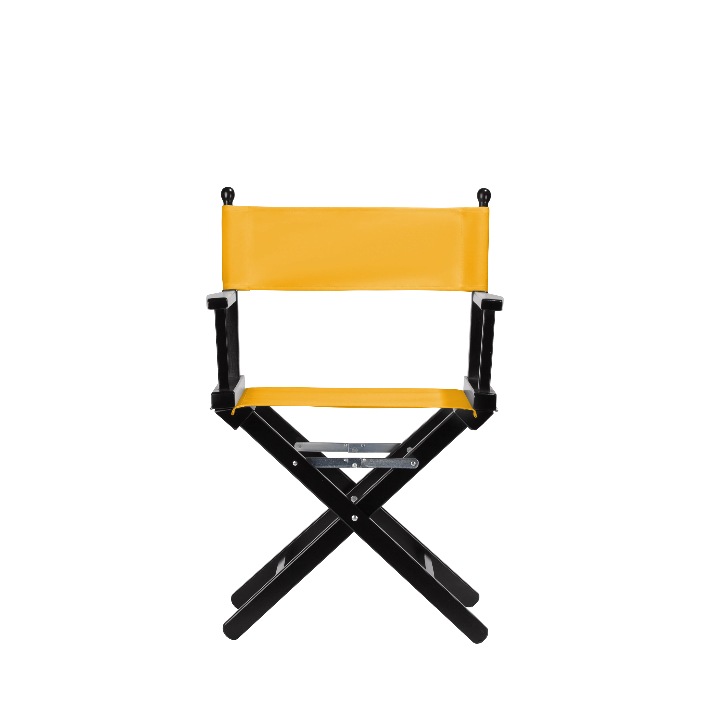 Regiestuhl Alfred aus schwarzem Buchenholz mit gelbem Bezug, Frontalansicht
#Classic | Set (Farbe)_gelb