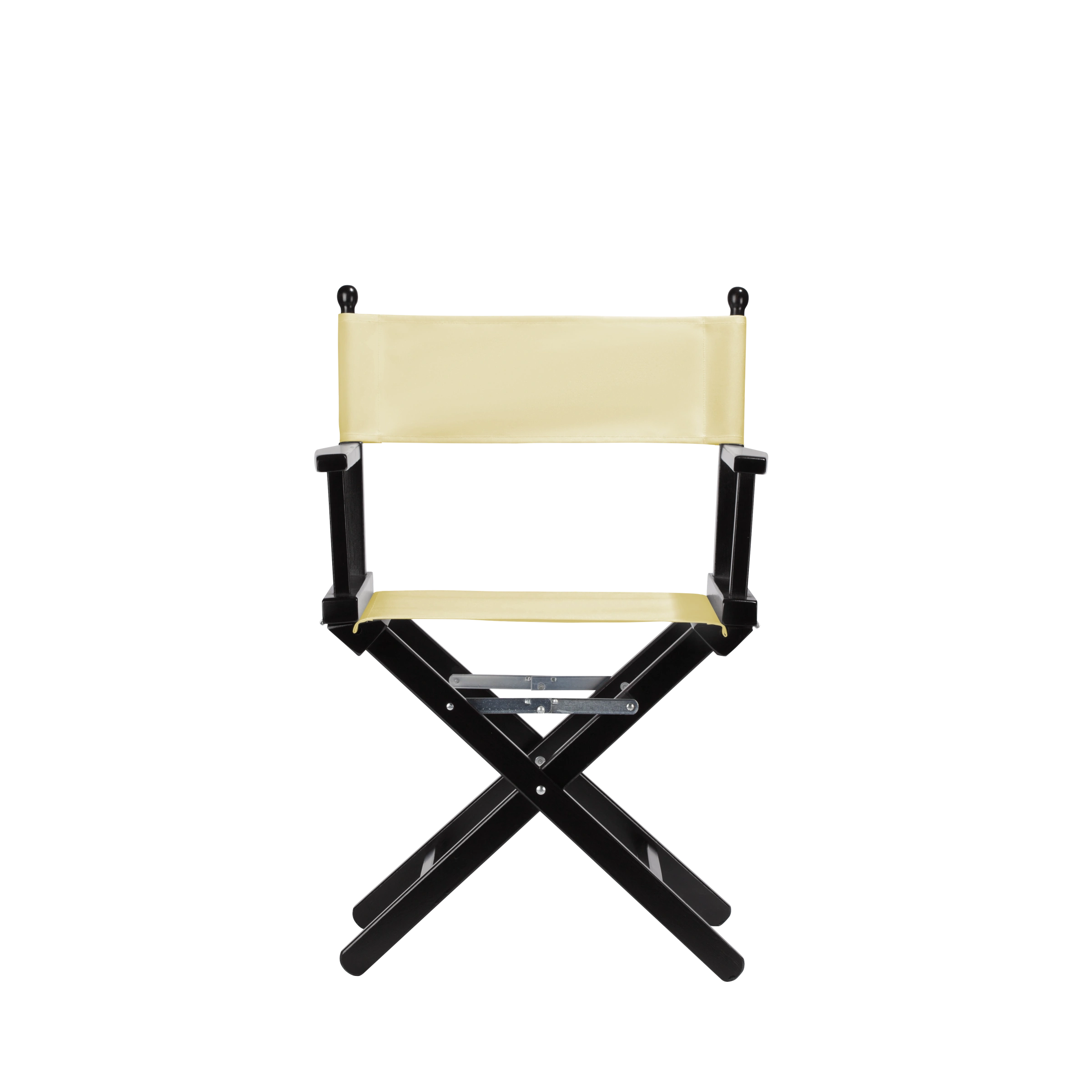 Regiestuhl Alfred aus schwarzem Buchenholz mit Bezug in vanille, Frontalansicht
#Classic | Set (Farbe)_vanille