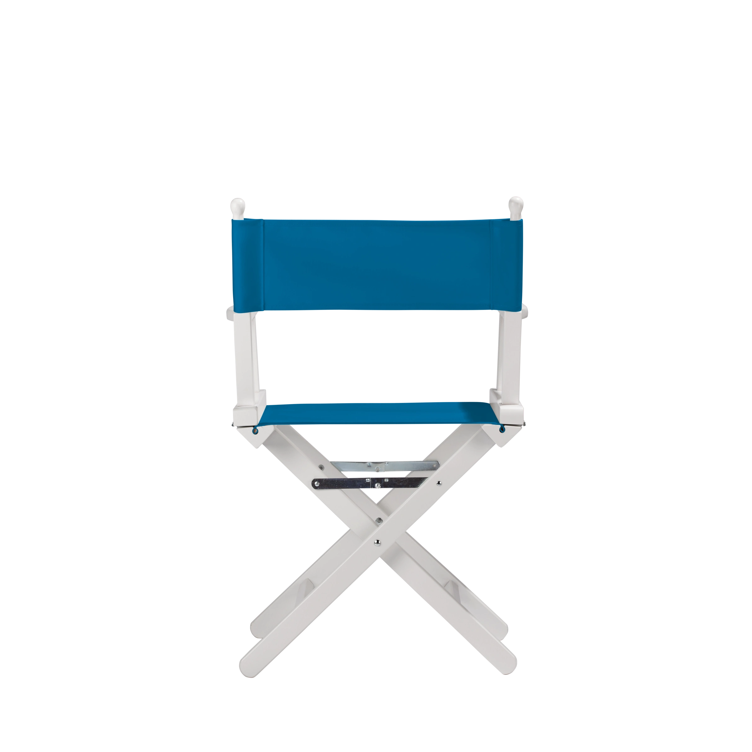 Regiestuhl Alfred aus weißem Buchenholz mit blauem Bezug, Rückansicht
#Classic | Set (Farbe)_blau