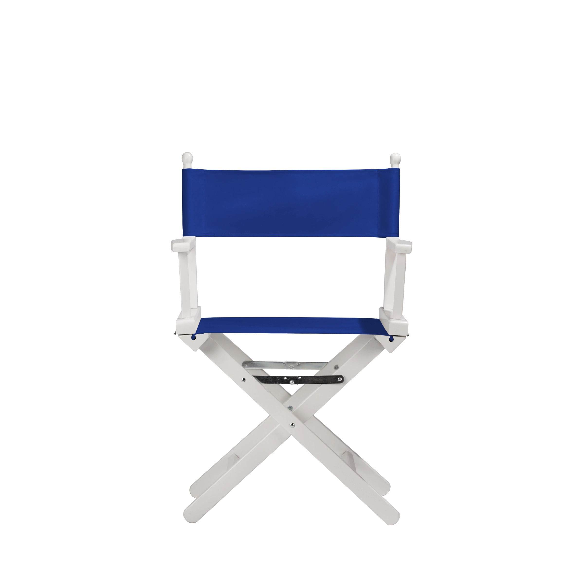 Regiestuhl Alfred aus weißem Buchenholz mit dunkelblauem Bezug, Frontalansicht
#Classic | Set (Farbe)_dunkelblau