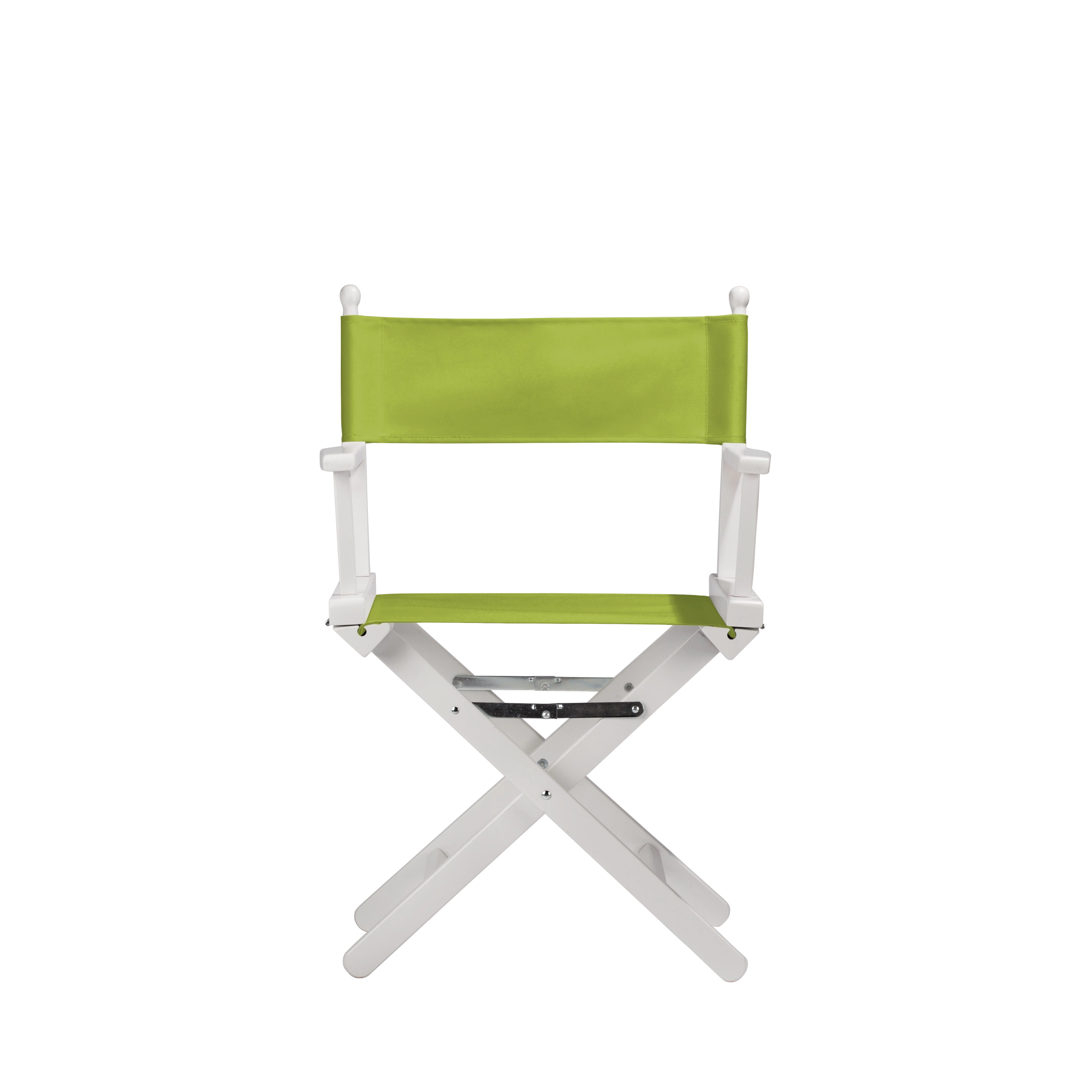 Regiestuhl Alfred aus weißem Buchenholz mit hellgrünem Bezug, Frontalansicht
#Classic | Set (Farbe)_hellgrün