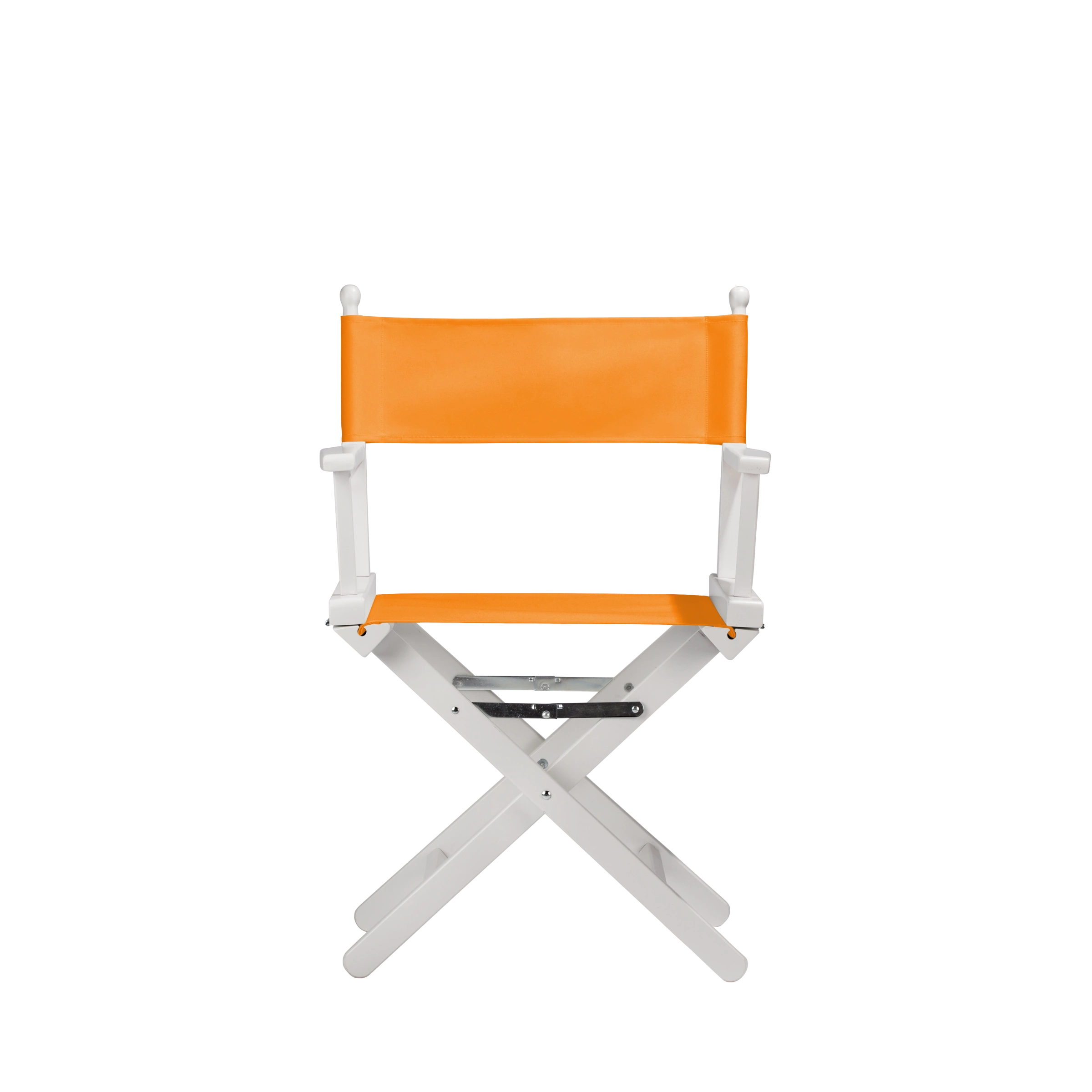 Regiestuhl Alfred aus weißem Buchenholz mit Bezug in mandarine, Frontalansicht
#Classic | Set (Farbe)_mandarine