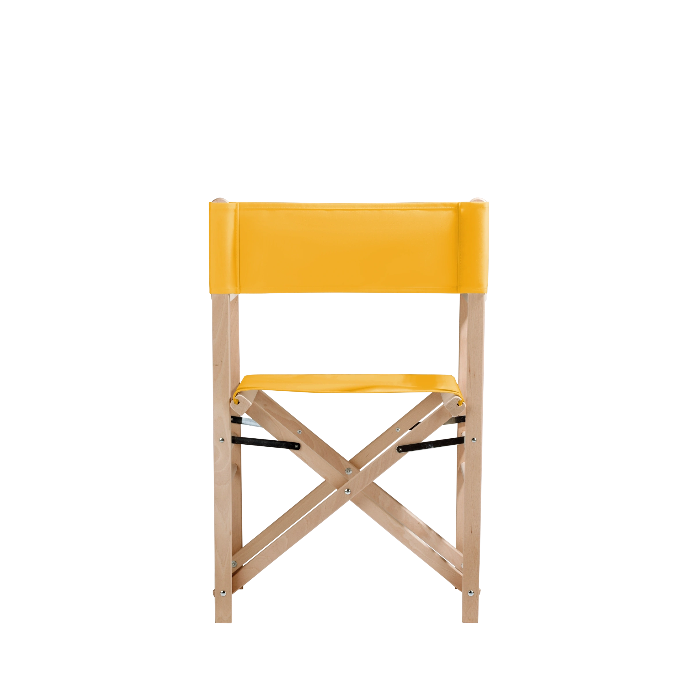 Regiestuhl Billy aus naturbelassenem Buchenholz mit gelbem Bezug, Rückansicht
#Classic | Set (Farbe)_gelb