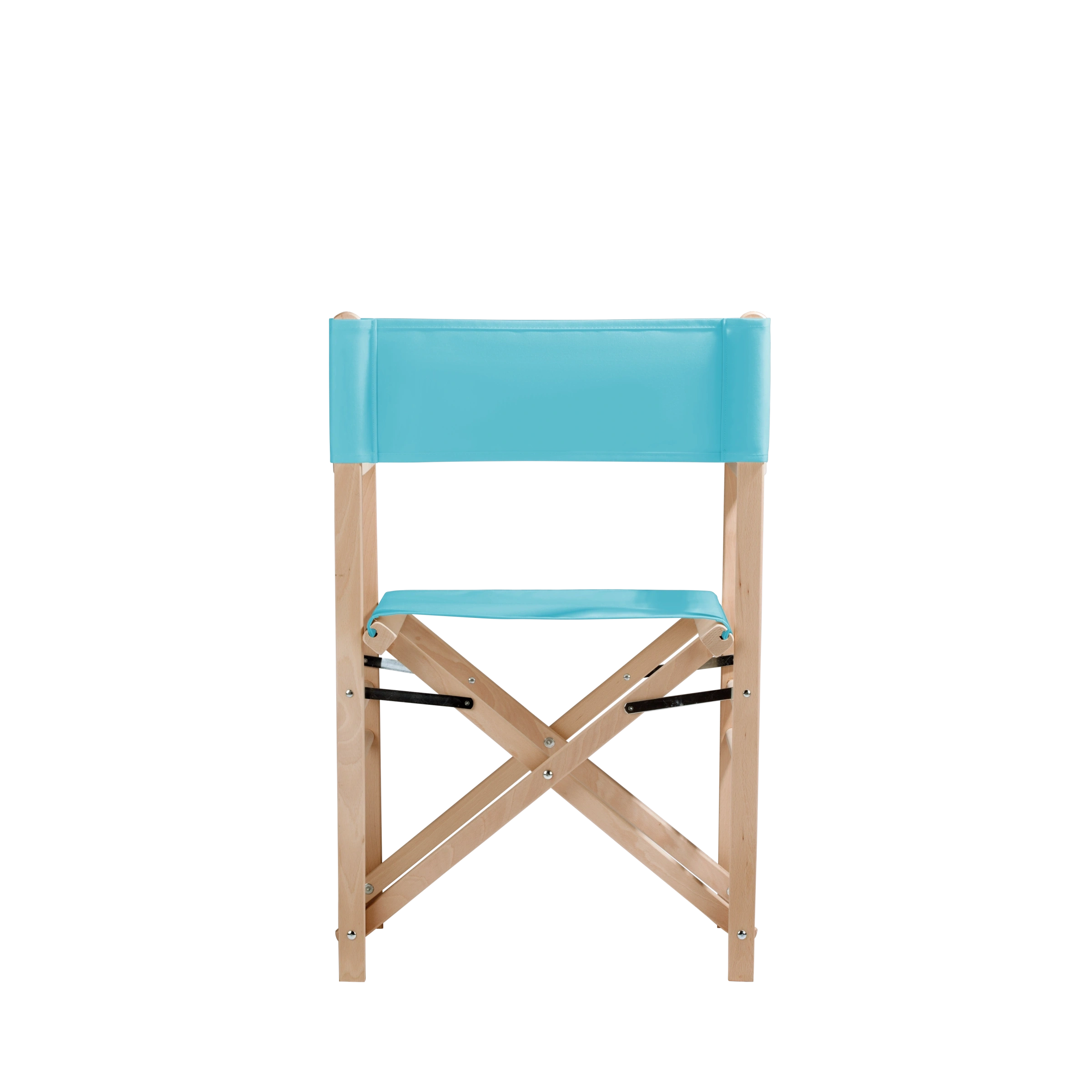 Regiestuhl Billy aus naturbelassenem Buchenholz mit hellblauem Bezug, Rückansicht
#Classic | Set (Farbe)_hellblau