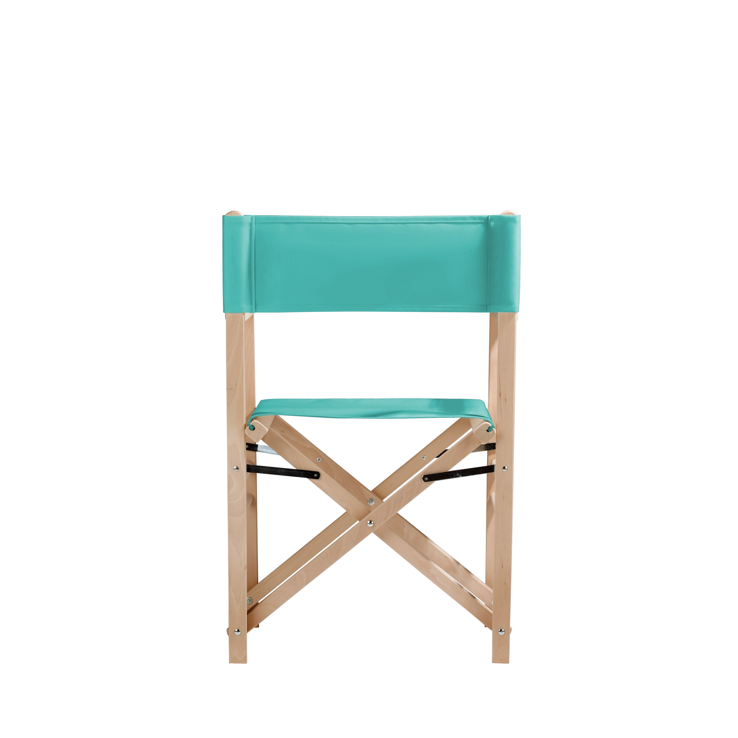 Regiestuhl Billy aus naturbelassenem Buchenholz mit türkisem Bezug, Rückansicht
#Classic | Set (Farbe)_türkis