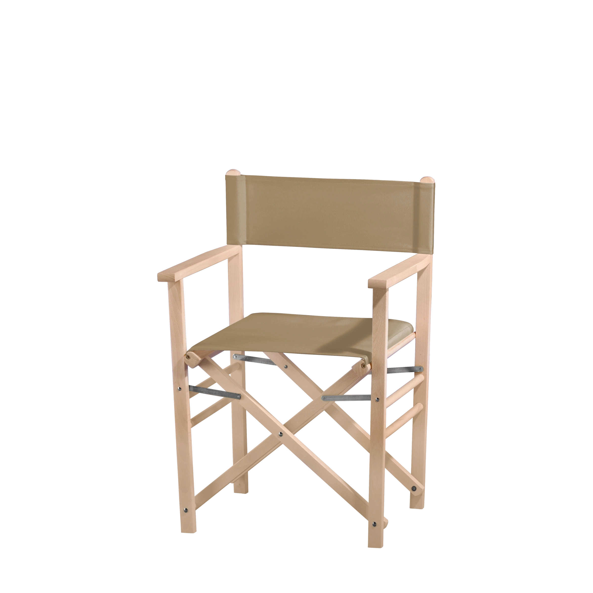 Regiestuhl Billy aus naturbelassenem Buchenholz mit Bezug in grau-beige, Seitenansicht
#Classic | Set (Farbe)_grau-beige