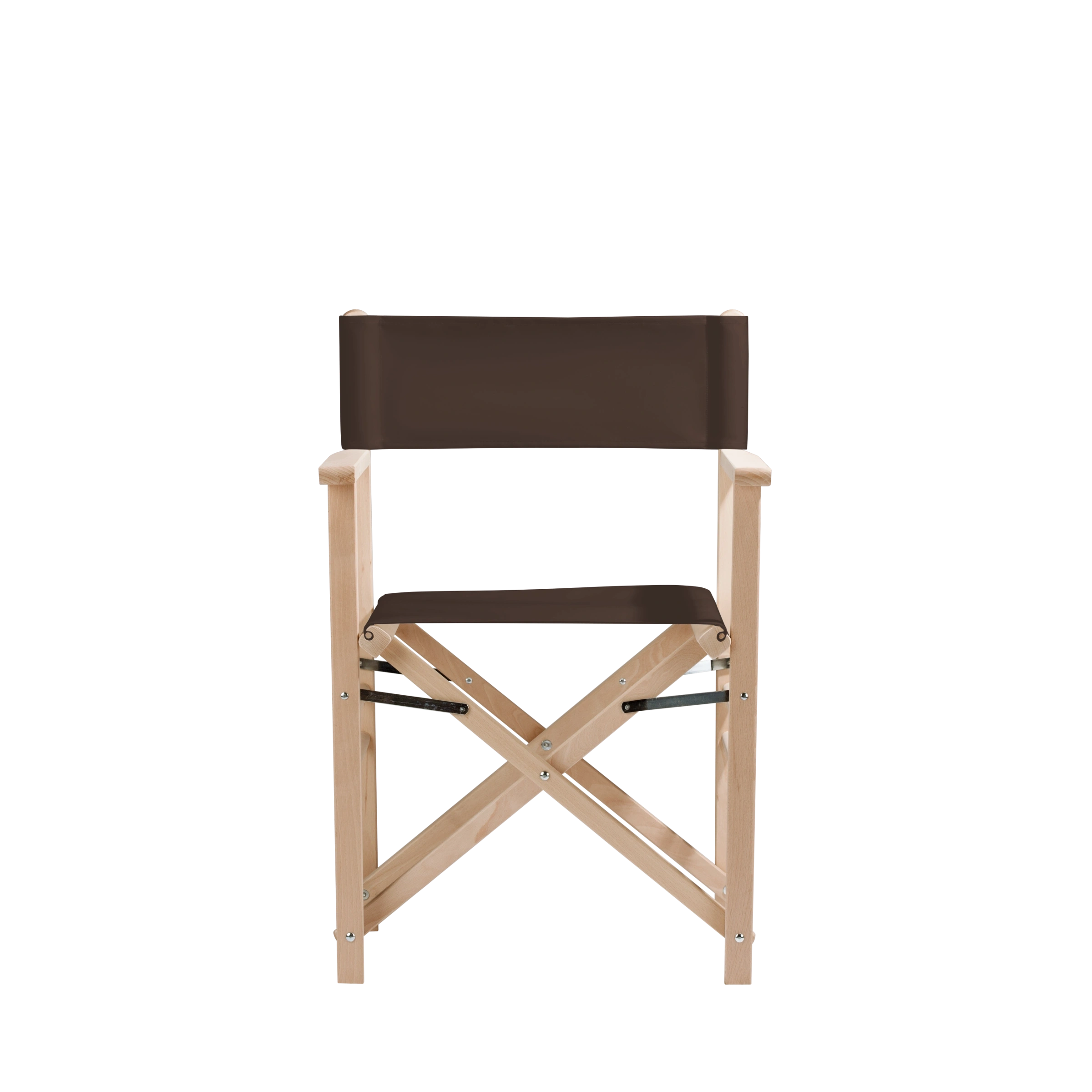 Regiestuhl Billy aus naturbelassenem Buchenholz mit Bezug in caffé, Frontalansicht
#Classic | Set (Farbe)_caffé