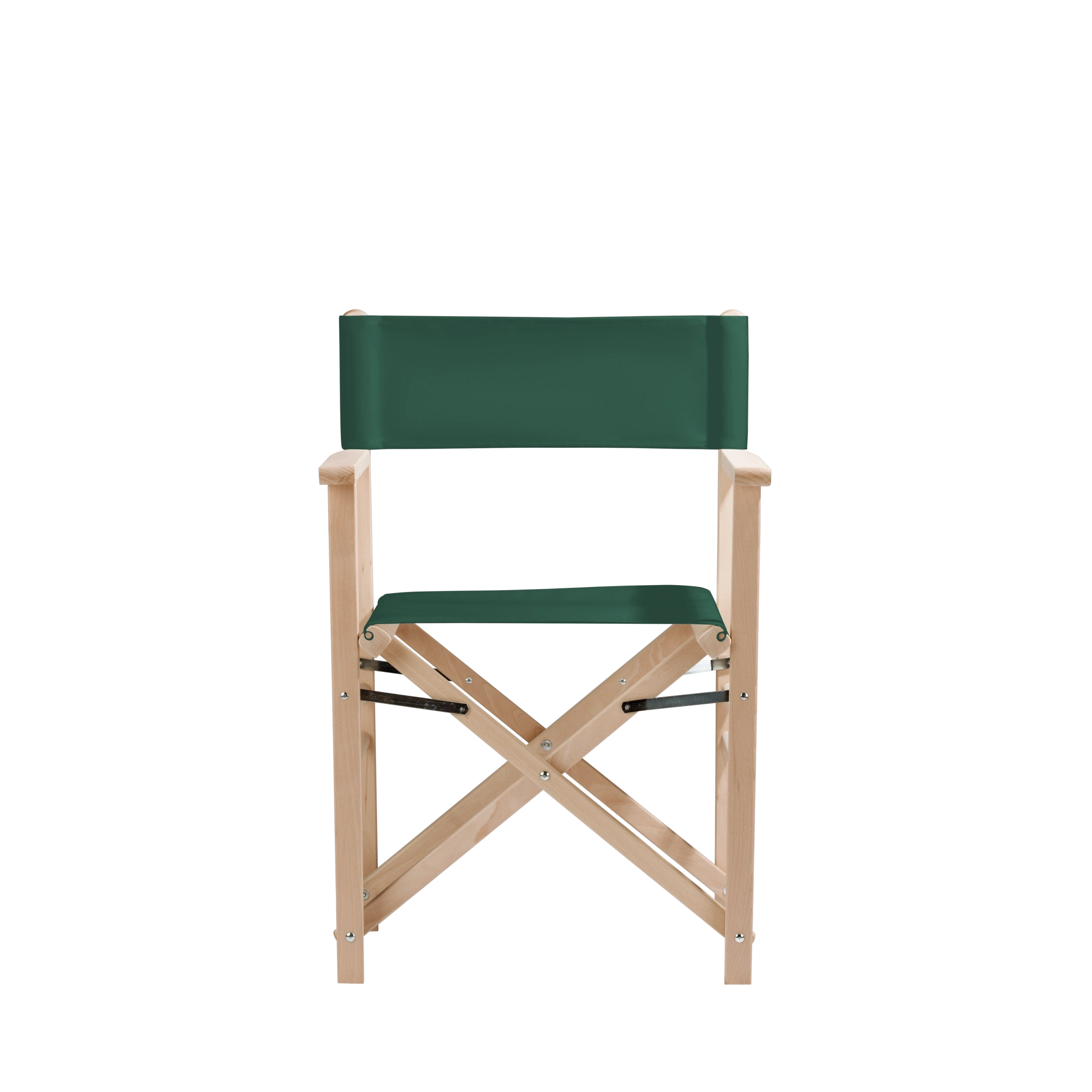 Regiestuhl Billy aus naturbelassenem Buchenholz mit dunkelgrünem Bezug, Frontalansicht
#Classic | Set (Farbe)_dunkelgrün