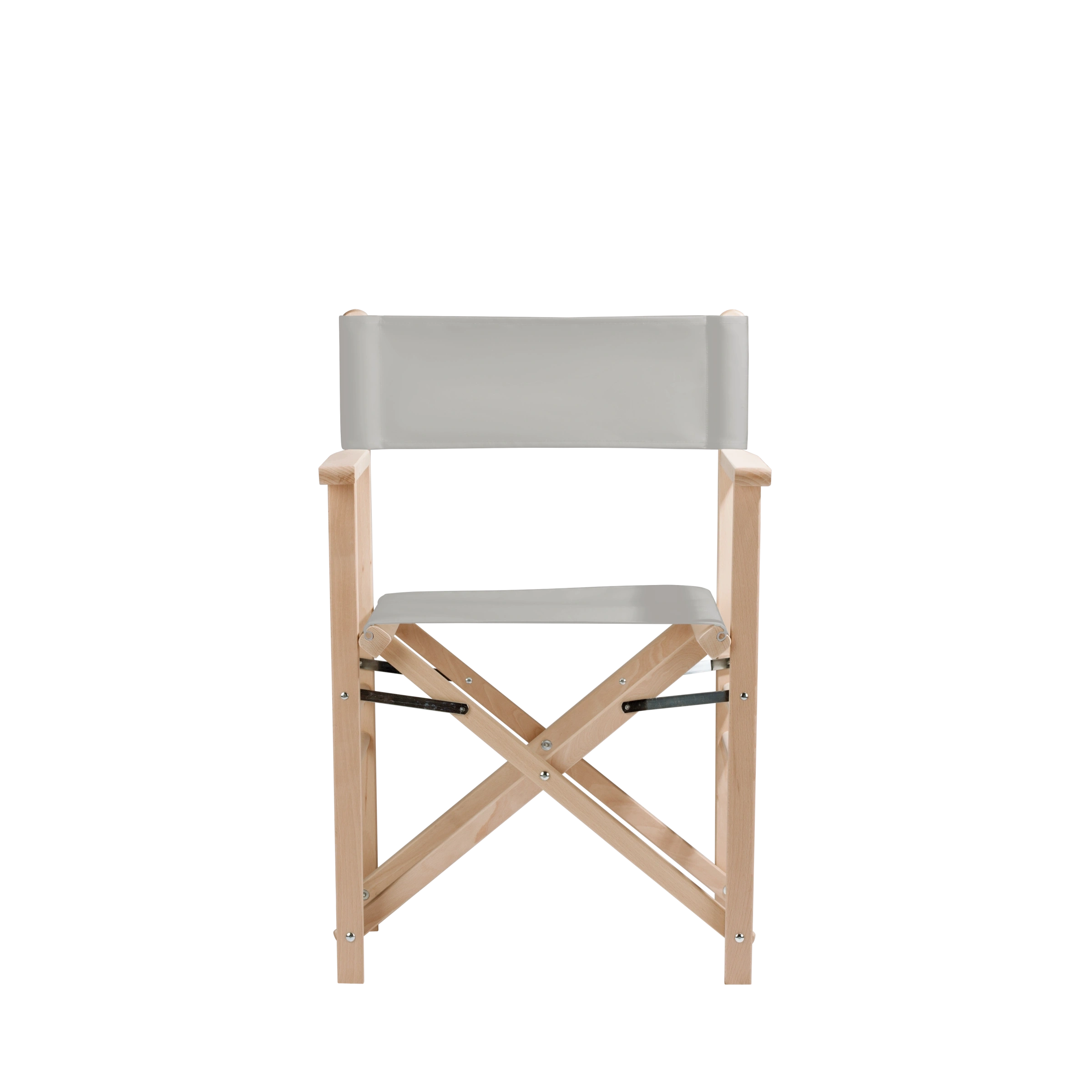 Regiestuhl Billy aus naturbelassenem Buchenholz mit hellgrauem Bezug, Frontalansicht
#Classic | Set (Farbe)_hellgrau