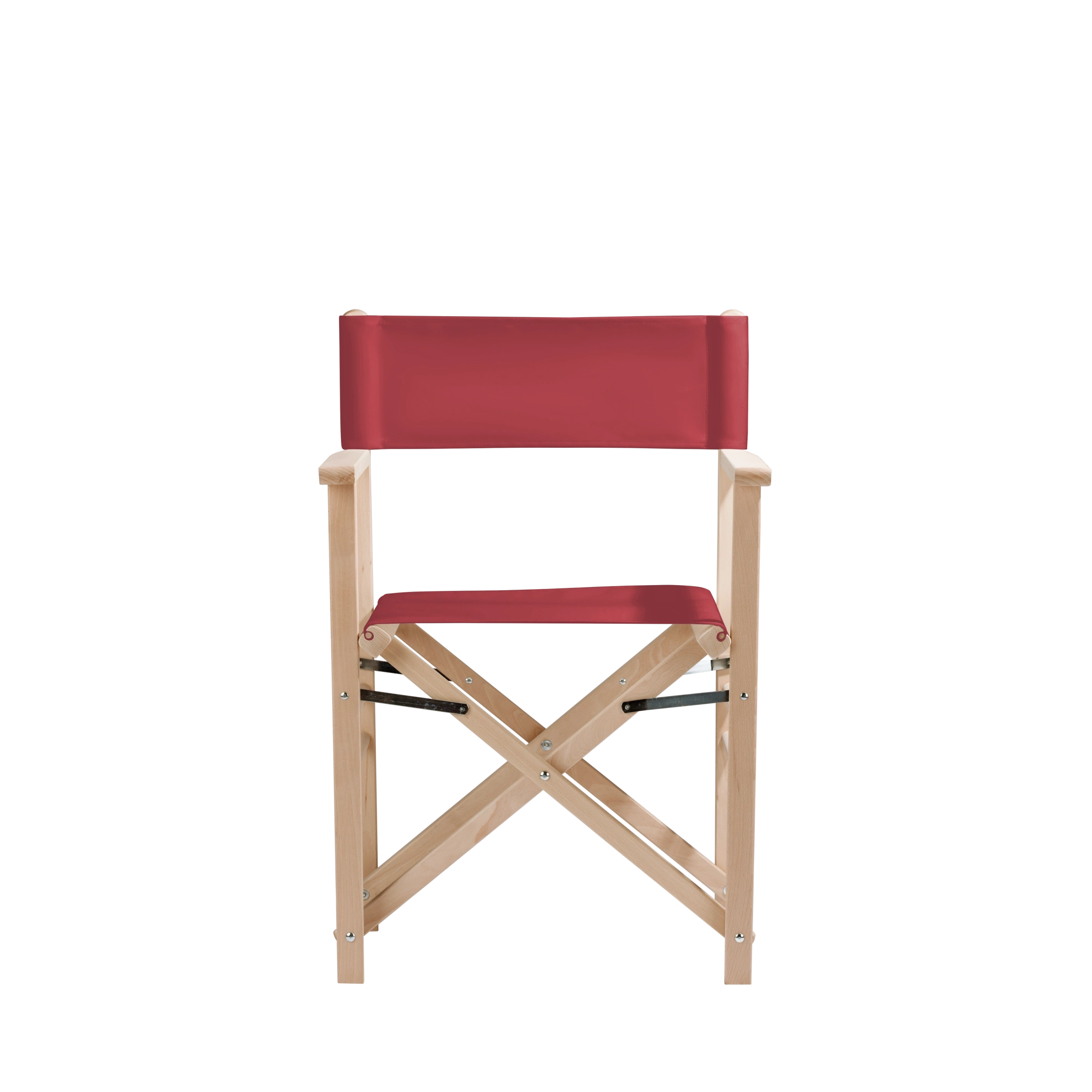 Regiestuhl Billy aus naturbelassenem Buchenholz mit rotem Bezug, Frontalansicht
#Classic | Set (Farbe)_rot