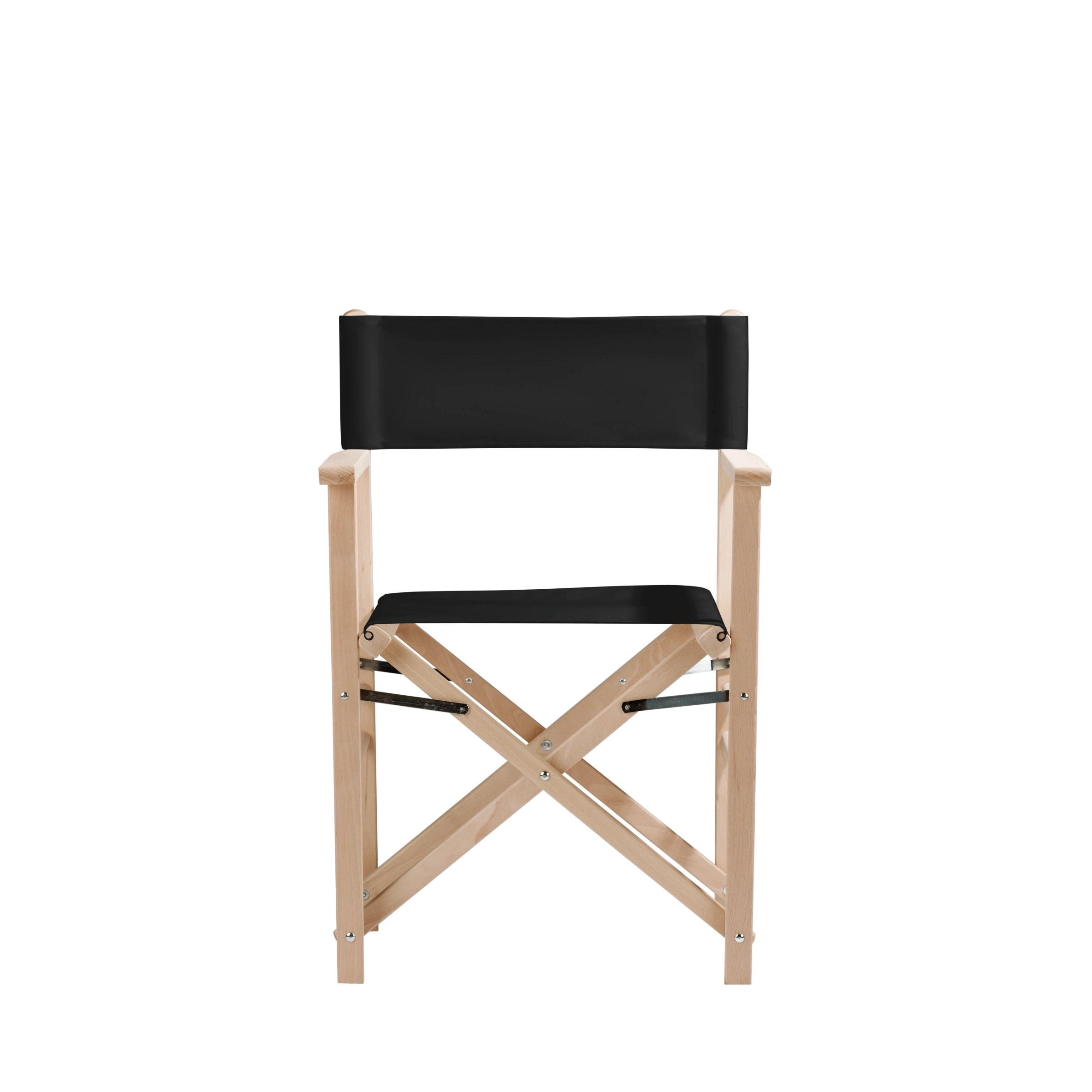 Regiestuhl Billy aus naturbelassenem Buchenholz mit schwarzem Bezug, Frontalansicht
#Classic | Set (Farbe)_schwarz