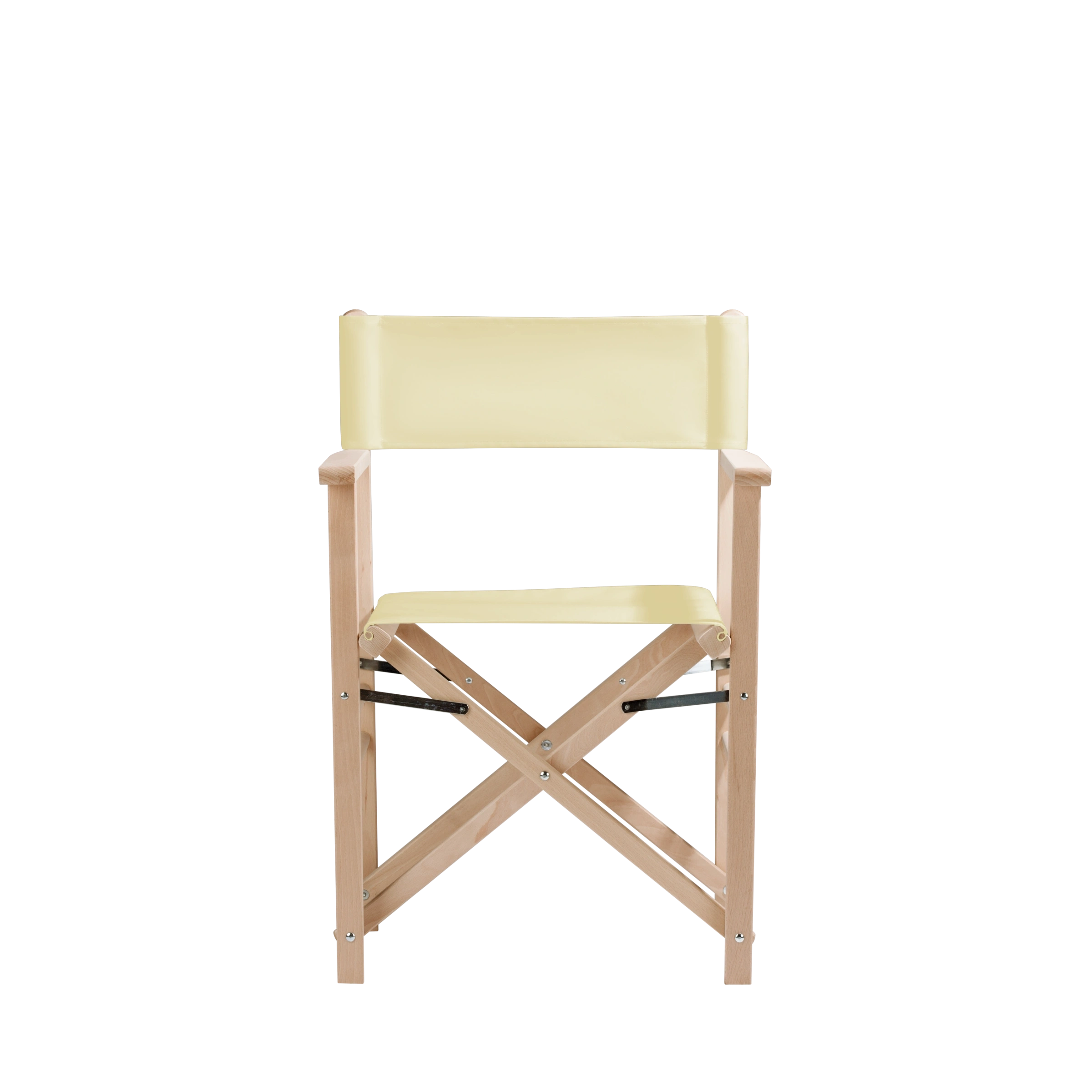 Regiestuhl Billy aus naturbelassenem Buchenholz mit Bezug in vanille, Frontalansicht
#Classic | Set (Farbe)_vanille