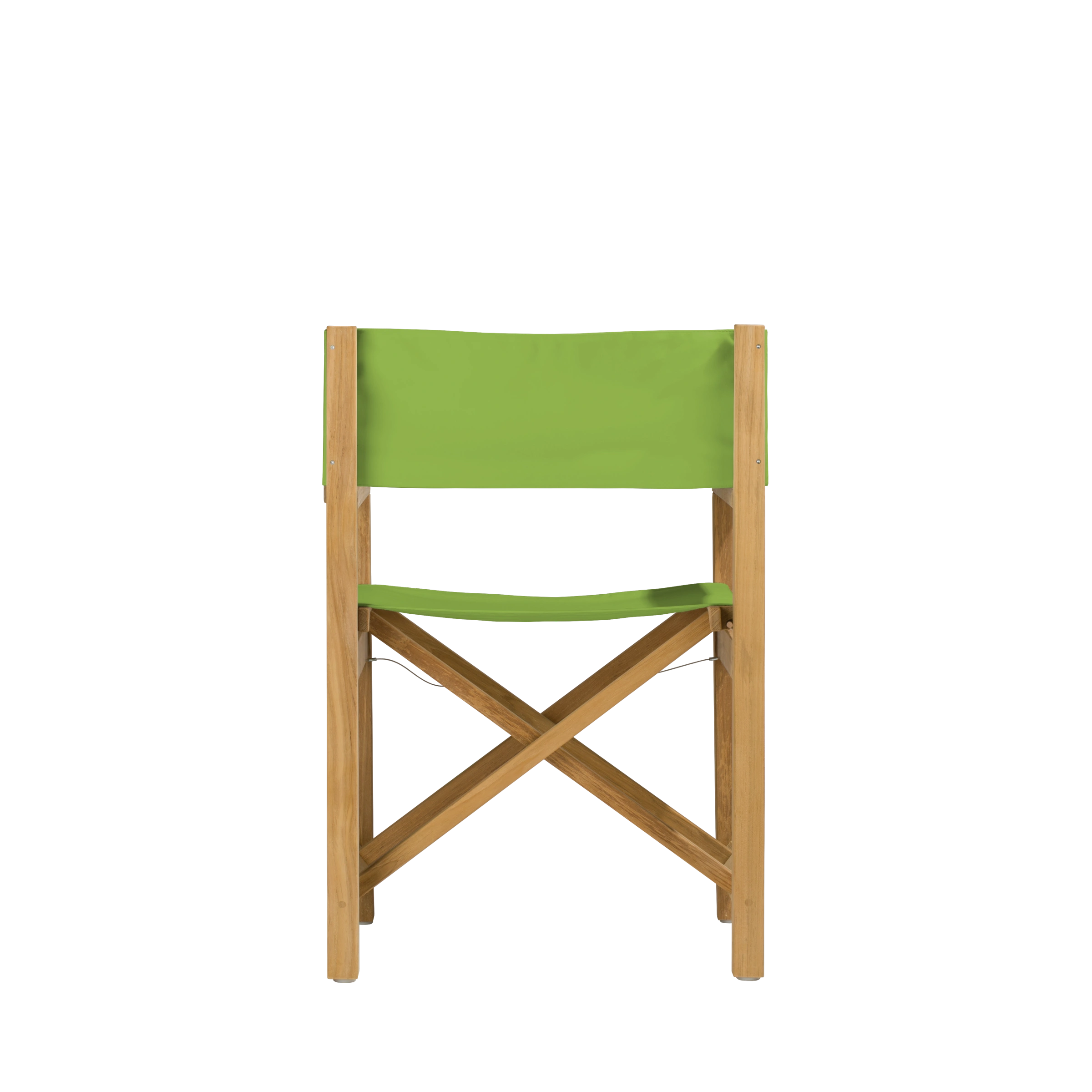 Regiestuhl Cabin aus Teakholz mit Bezug in apfelgrün, Rückansicht #stofffarbe_Weishäupl Apfel