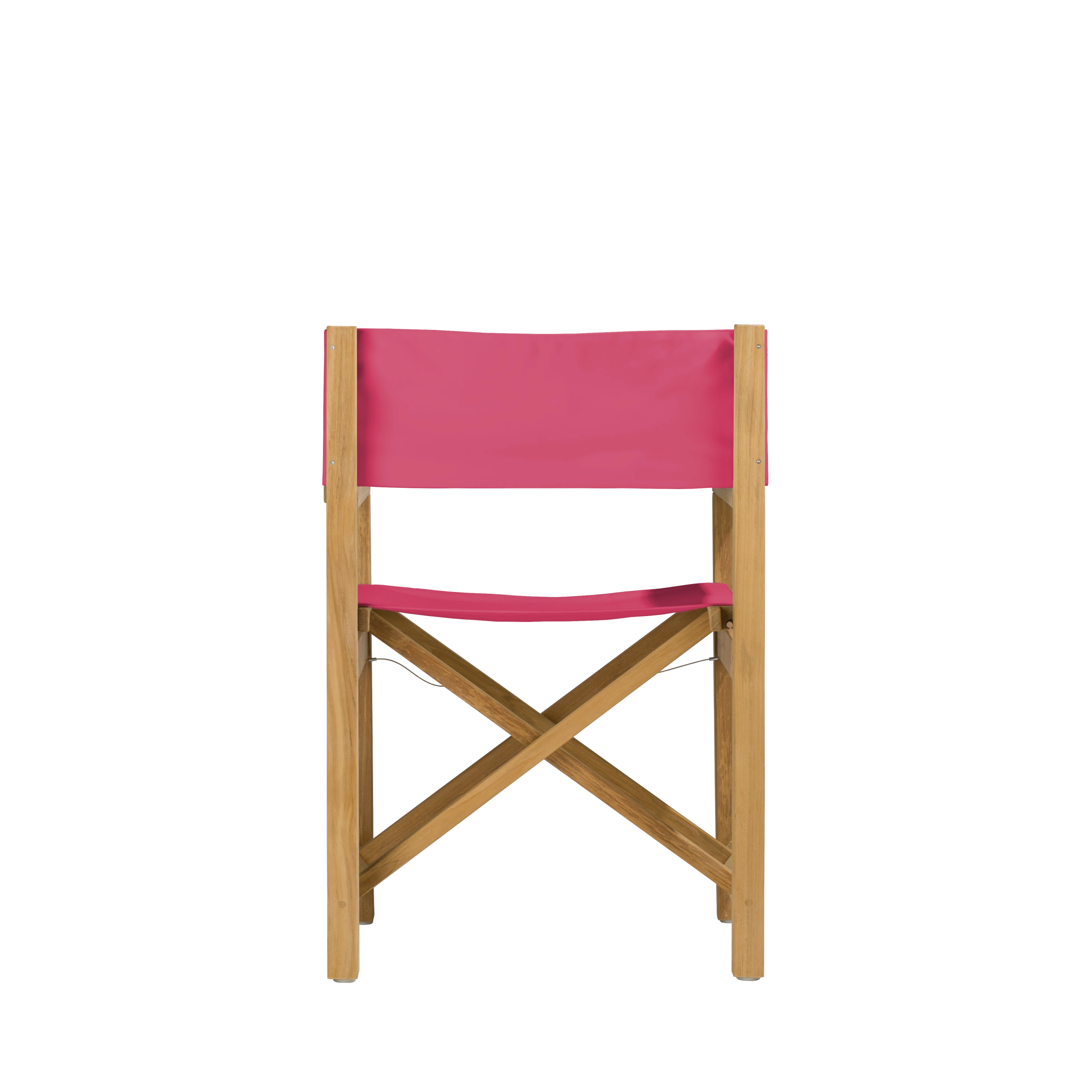 Regiestuhl Cabin aus Teakholz mit pinkem Bezug, Rückansicht #stofffarbe_Weishäupl Pink