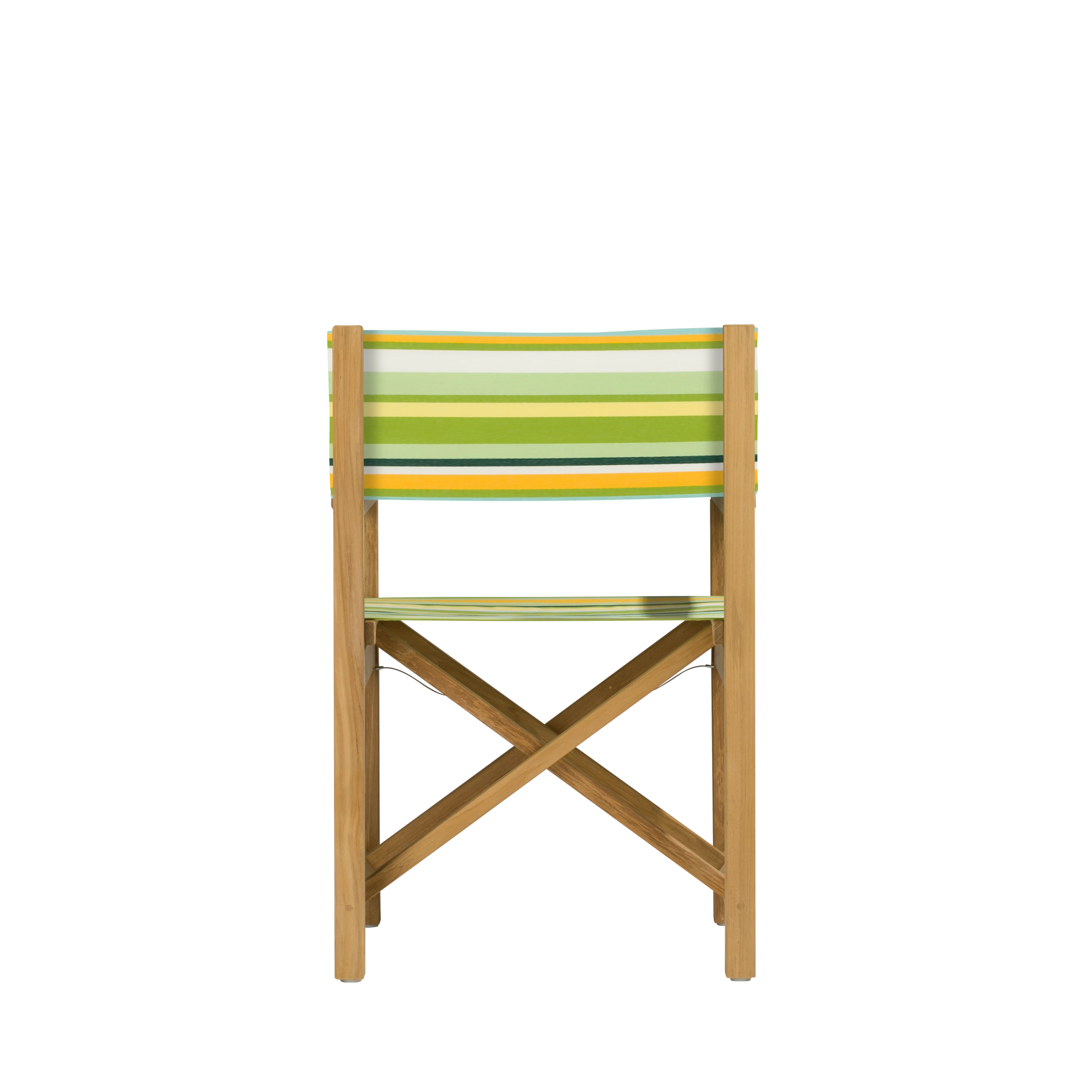 Regiestuhl Cabin aus Teakholz mit Bezug in Spring, Rückansicht #stofffarbe_Weishäupl Spring