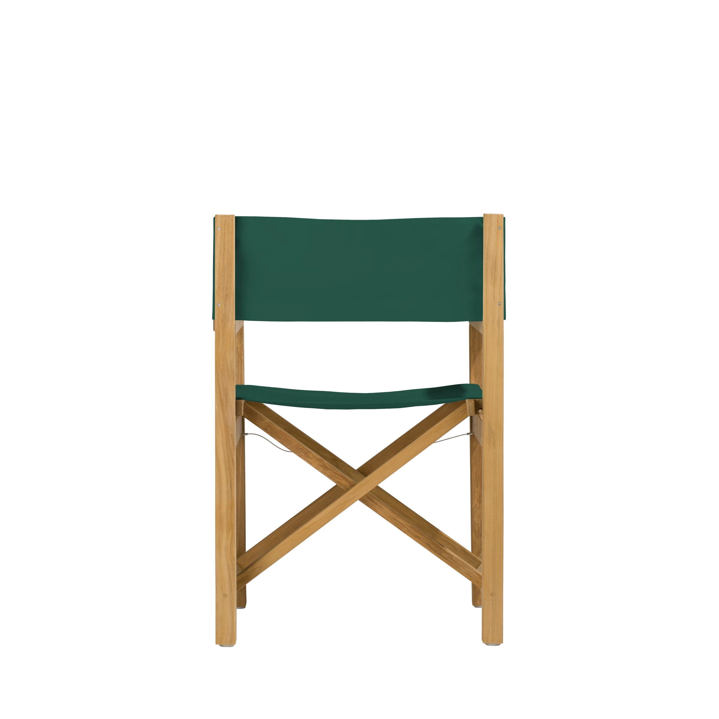 Regiestuhl Cabin aus Teakholz mit Bezug in tanne, Rückansicht #stofffarbe_Weishäupl Tanne