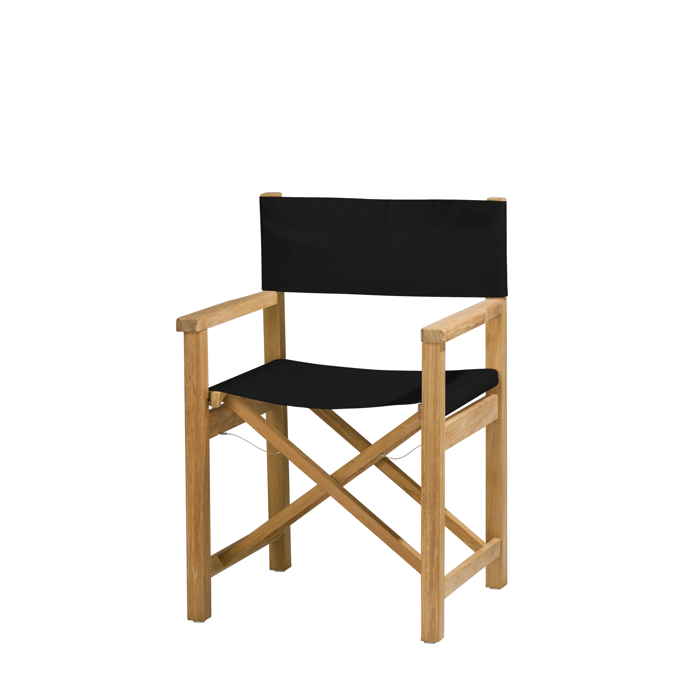 Regiestuhl Cabin aus Teakholz mit schwarzem Bezug, Seitenansicht #stofffarbe_Weishäupl Black