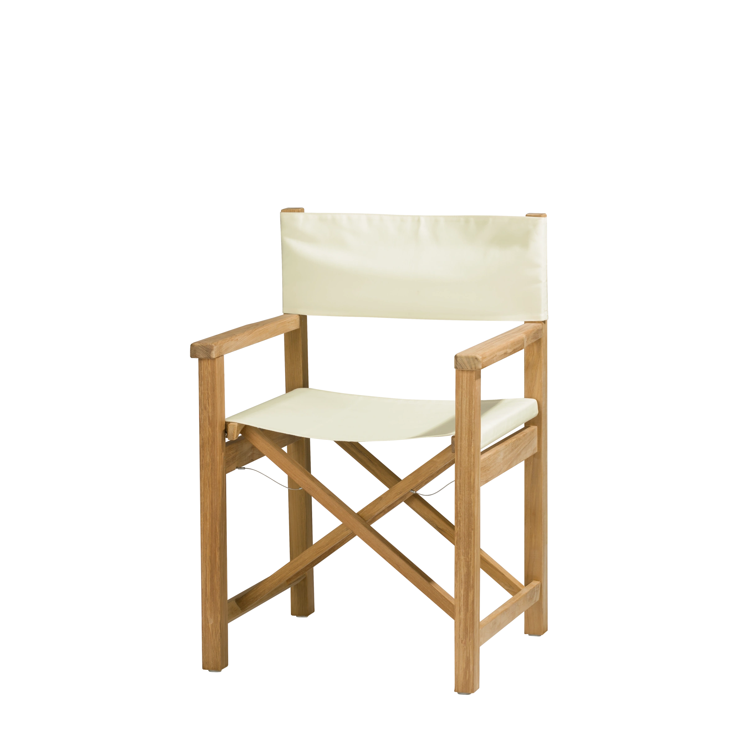 Regiestuhl Cabin aus Teakholz mit Bezug in natur, Seitenansicht #stofffarbe_Weishäupl Natur