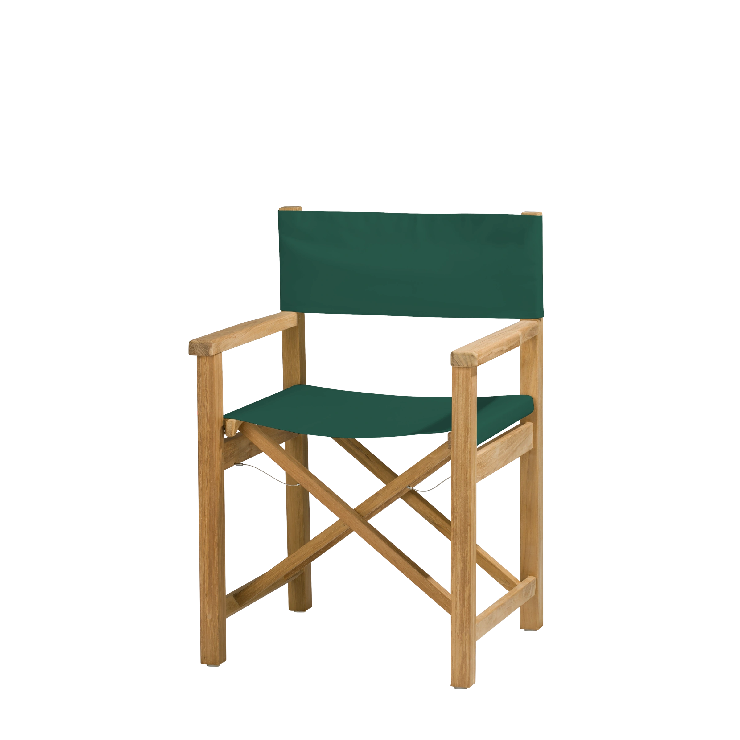 Regiestuhl Cabin aus Teakholz mit Bezug in tanne, Seitenansicht #stofffarbe_Weishäupl Tanne