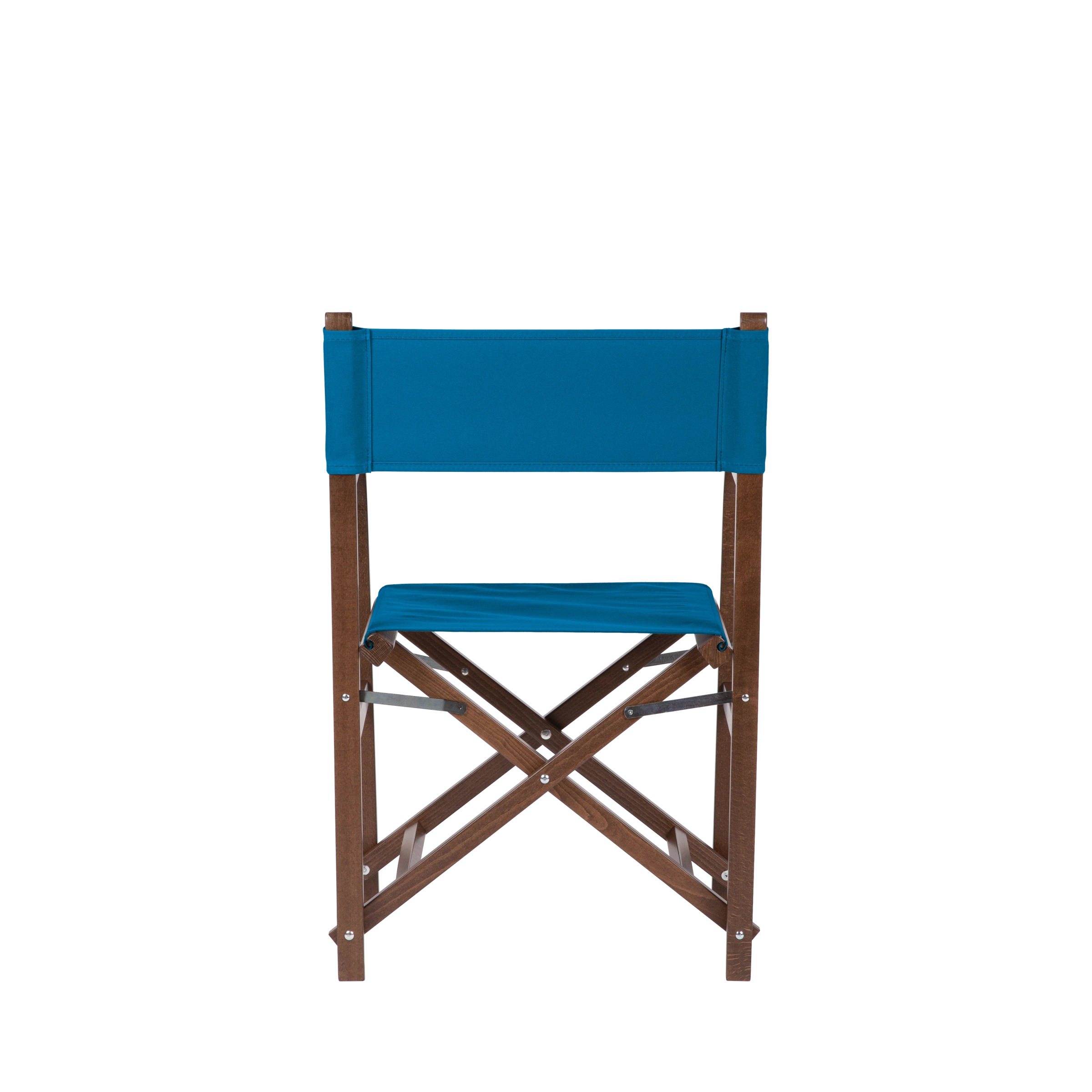 Regiestuhl George aus braunem Buchenholz mit blauem Bezug, Rückansicht
#Classic | Set (Farbe)_blau