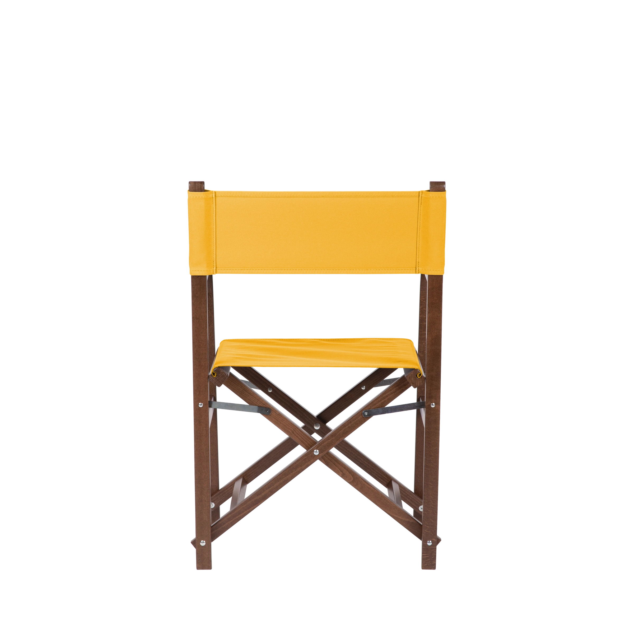 Regiestuhl George aus braunem Buchenholz mit gelbem Bezug, Rückansicht
#Classic | Set (Farbe)_gelb