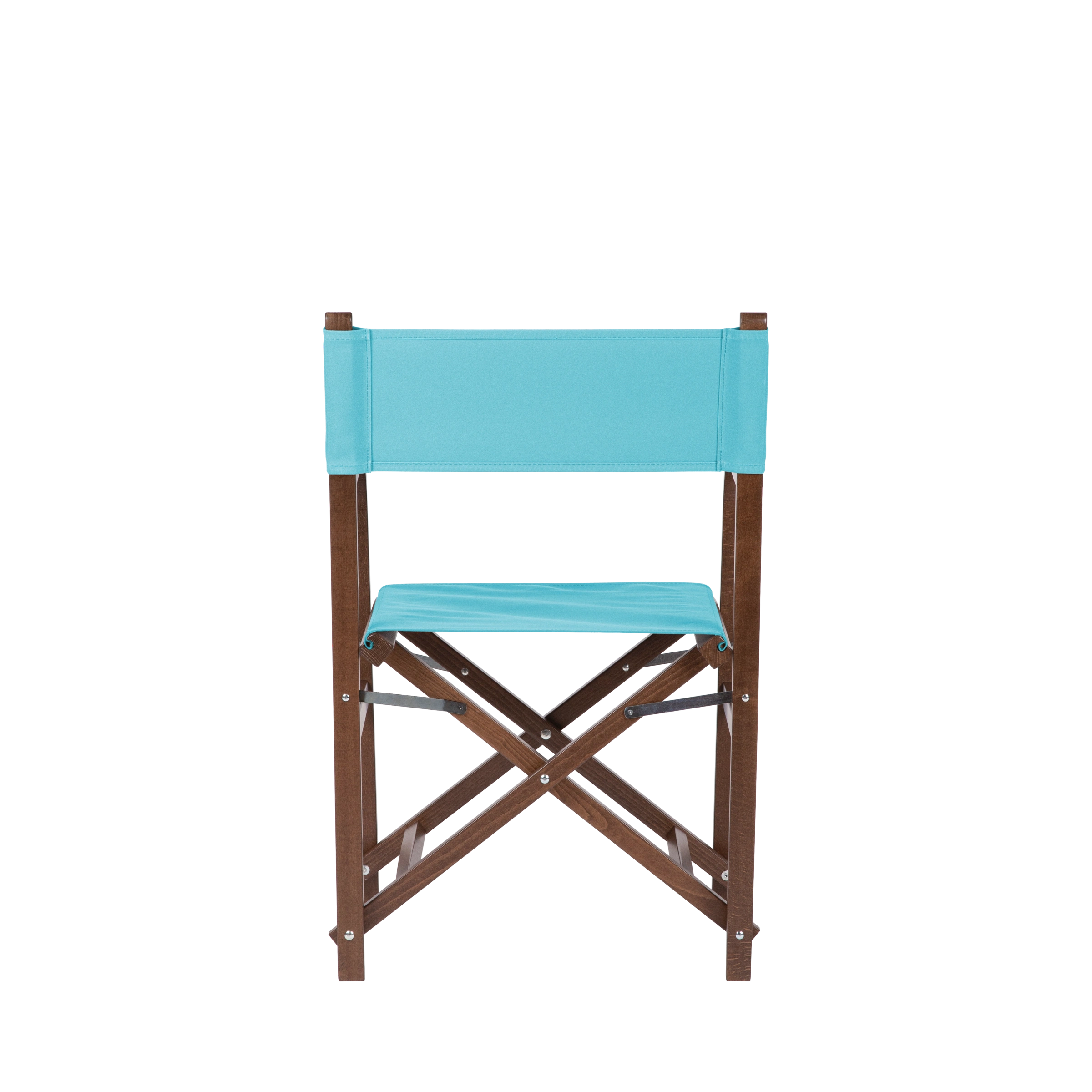 Regiestuhl George aus braunem Buchenholz mit hellblauem Bezug, Rückansicht
#Classic | Set (Farbe)_hellblau