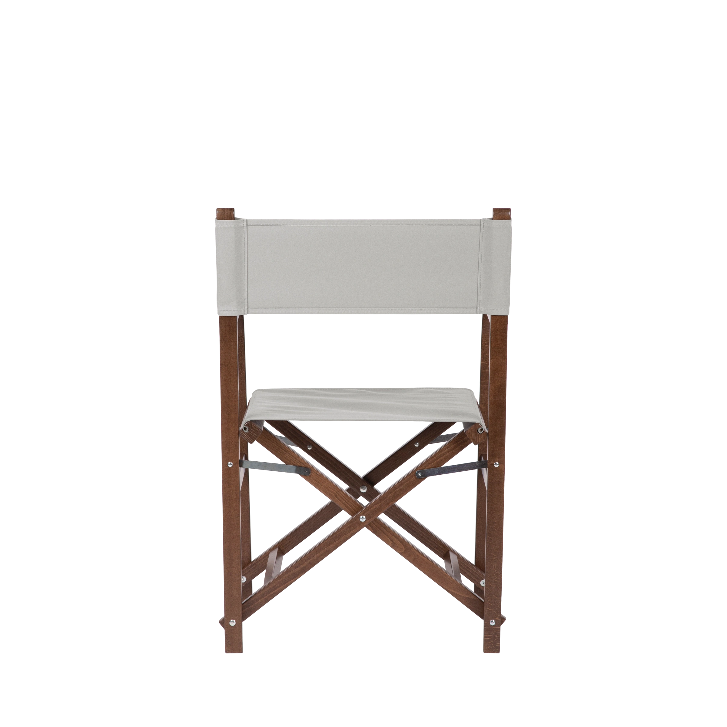 Regiestuhl George aus braunem Buchenholz mit hellgrauem Bezug, Rückansicht
#Classic | Set (Farbe)_hellgrau