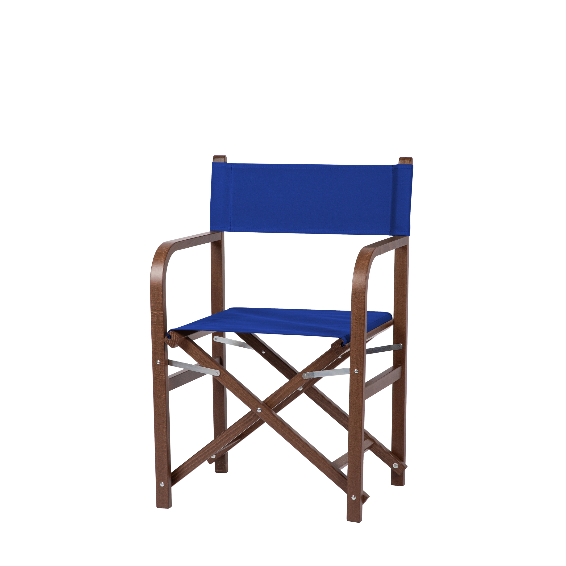 Regiestuhl George aus braunem Buchenholz mit dunkelblauem Bezug, Seitenansicht
#Classic | Set (Farbe)_dunkelblau