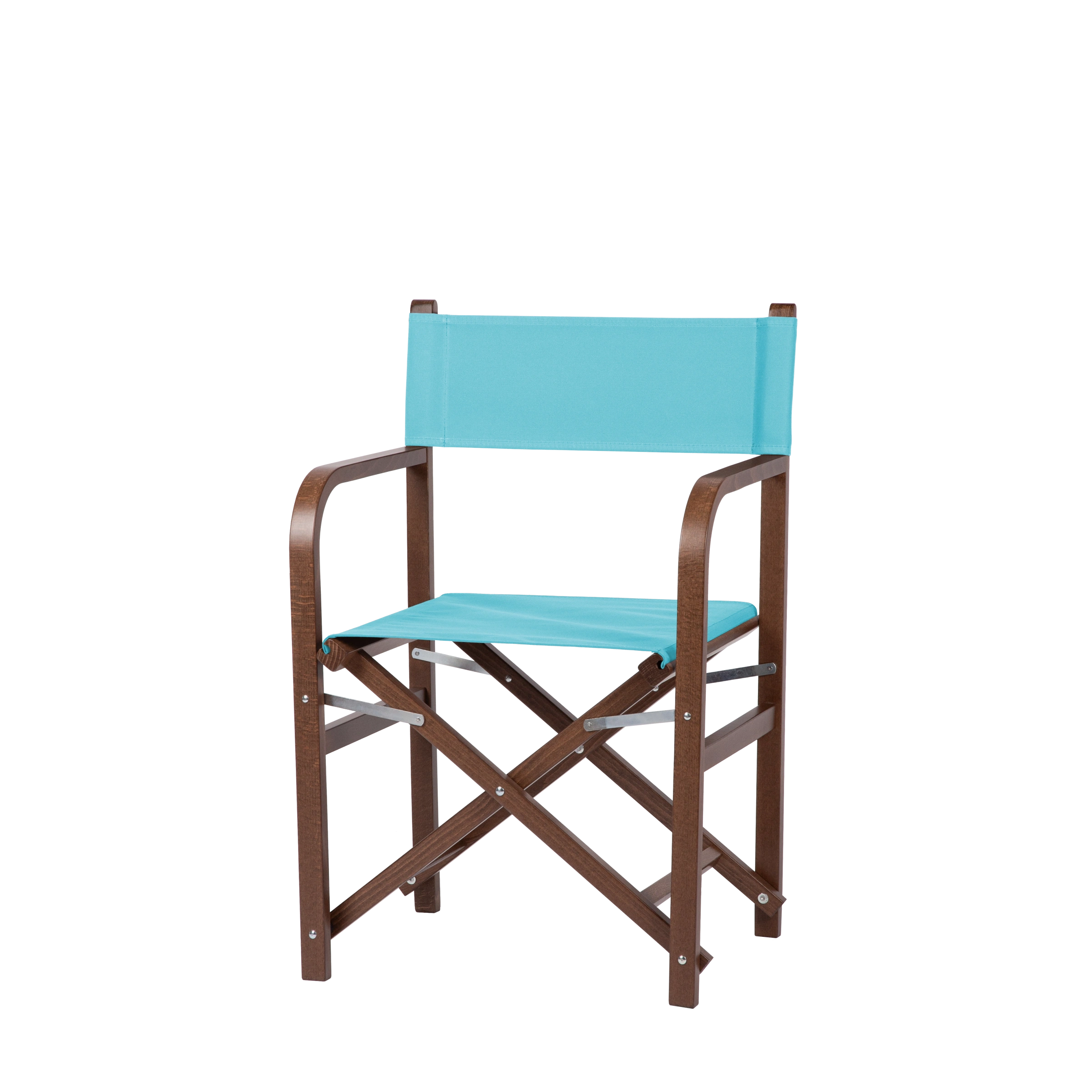 Regiestuhl George aus braunem Buchenholz mit hellblauem Bezug, Seitenansicht
#Classic | Set (Farbe)_hellblau