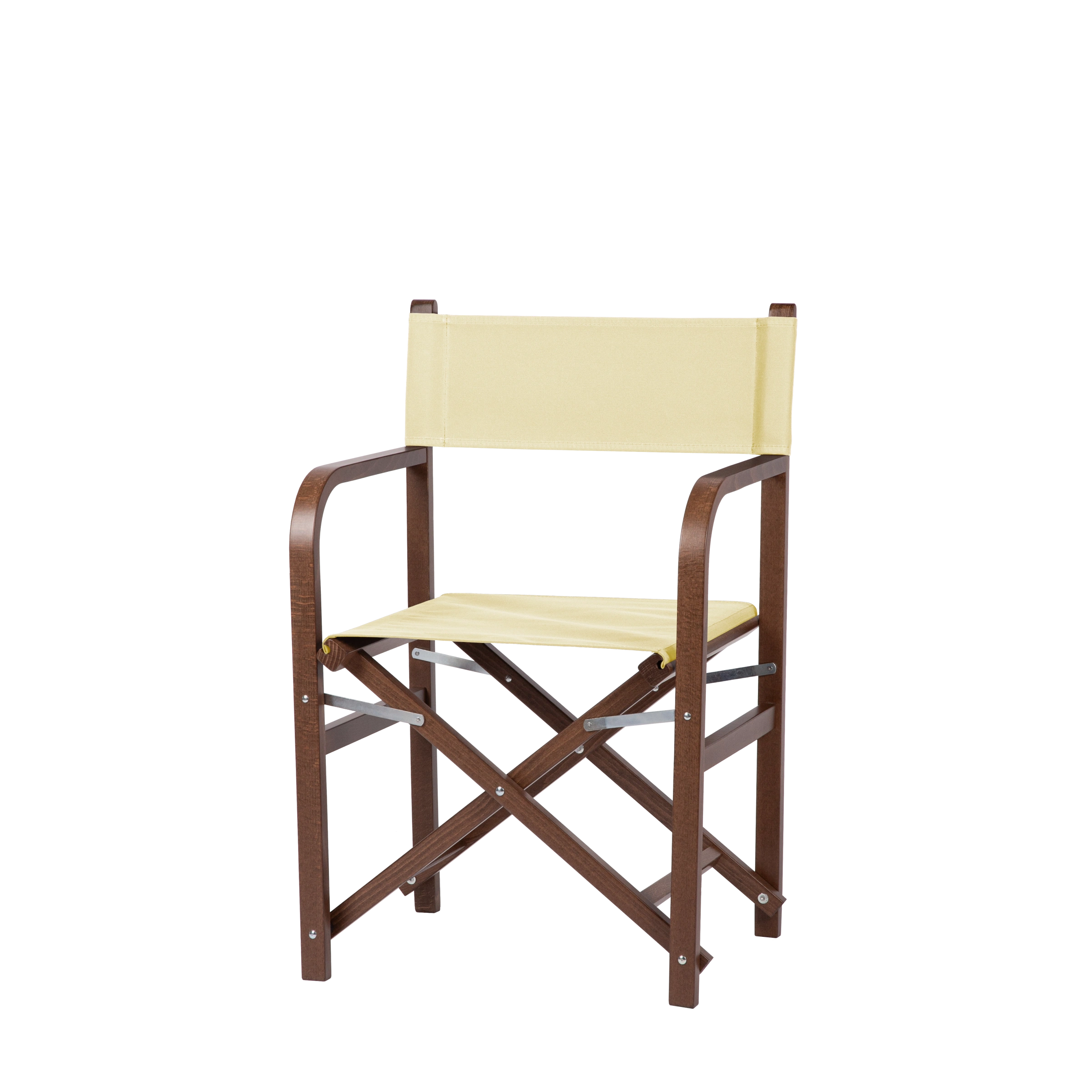 Regiestuhl George aus braunem Buchenholz mit Bezug in vanille, Seitenansicht
#Classic | Set (Farbe)_vanille