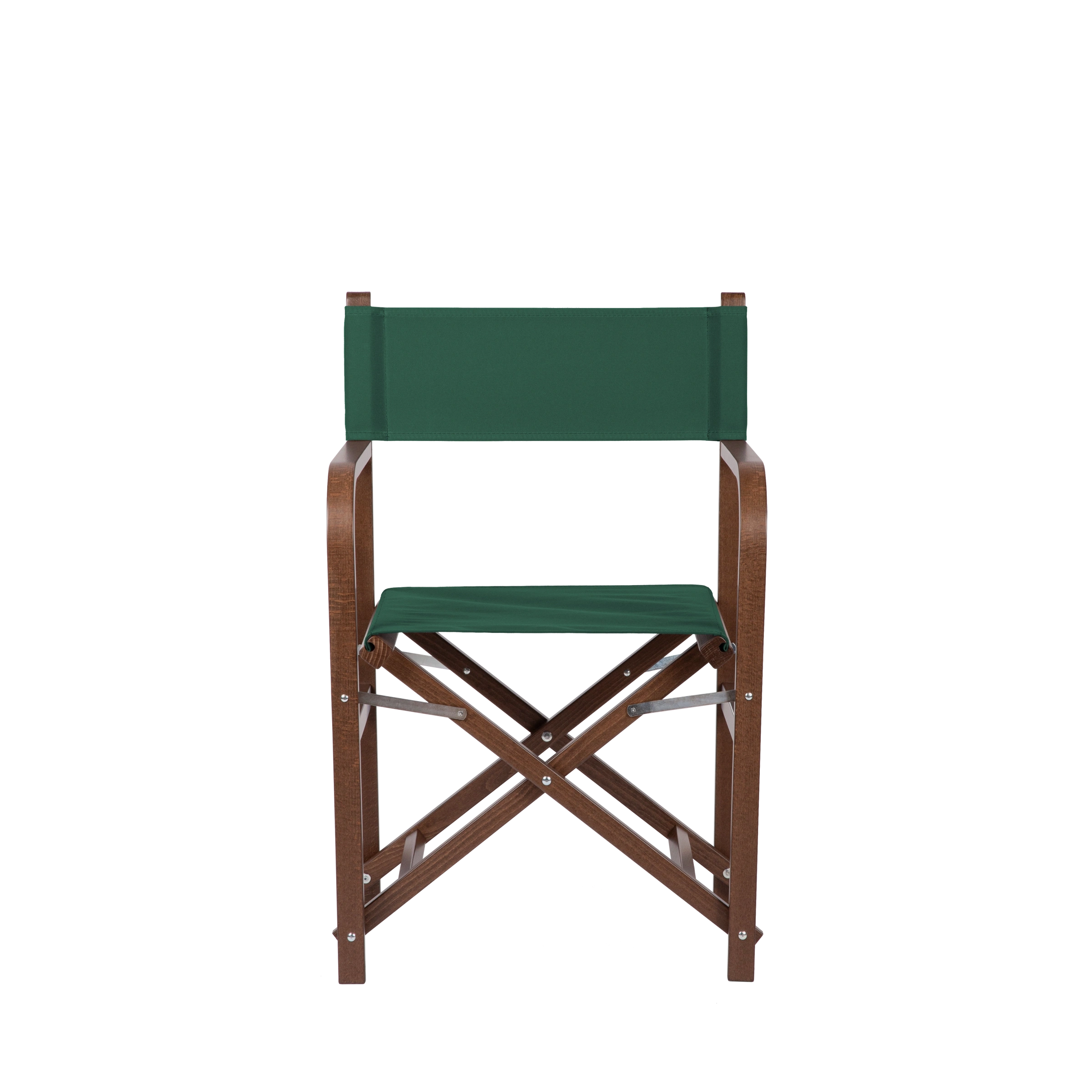 Regiestuhl George aus braunem Buchenholz mit dunkelgrünem Bezug, Frontalansicht
#Classic | Set (Farbe)_dunkelgrün