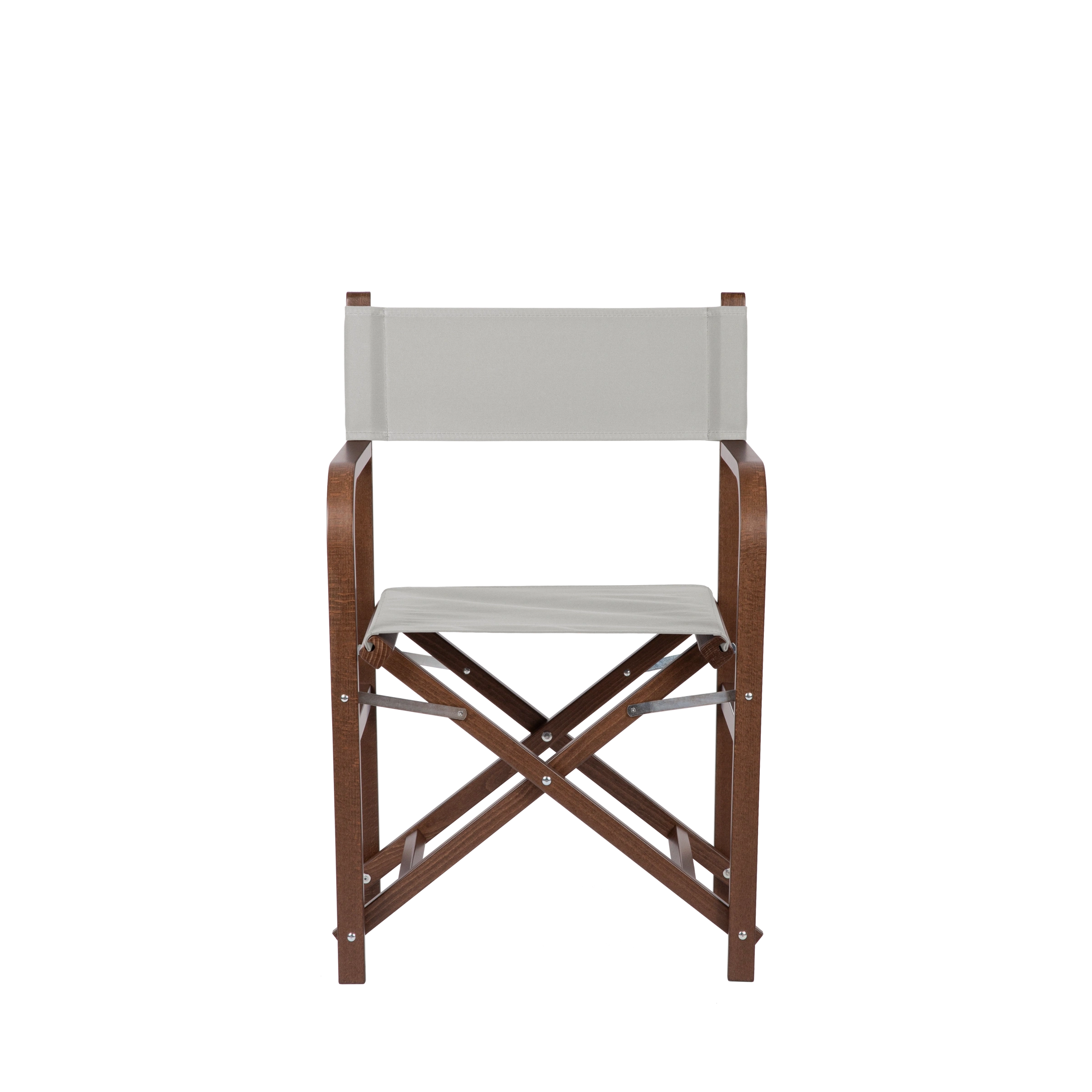 Regiestuhl George aus braunem Buchenholz mit hellgrauem Bezug, Frontalansicht
#Classic | Set (Farbe)_hellgrau