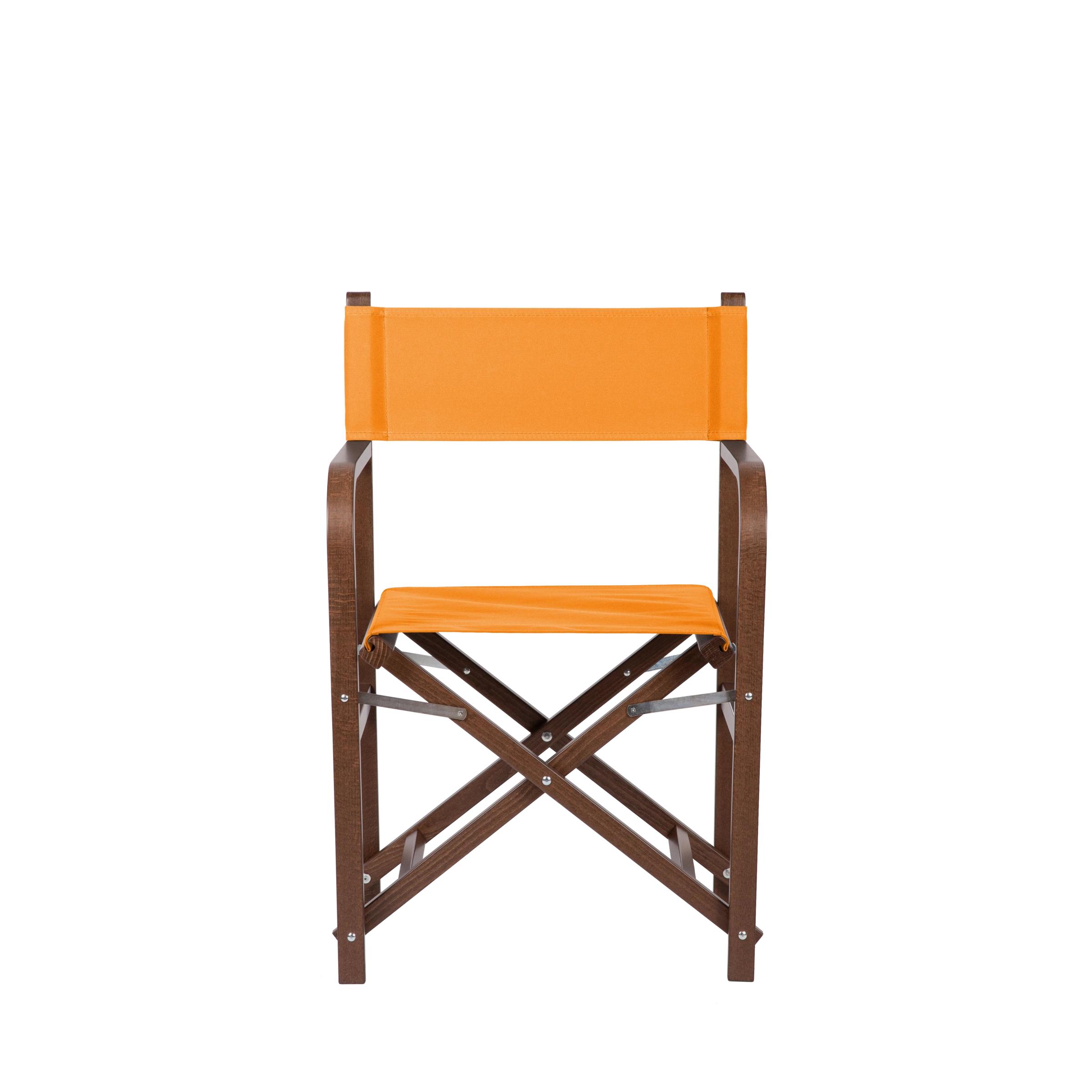 Regiestuhl George aus braunem Buchenholz mit Bezug in mandarine, Frontalansicht
#Classic | Set (Farbe)_mandarine